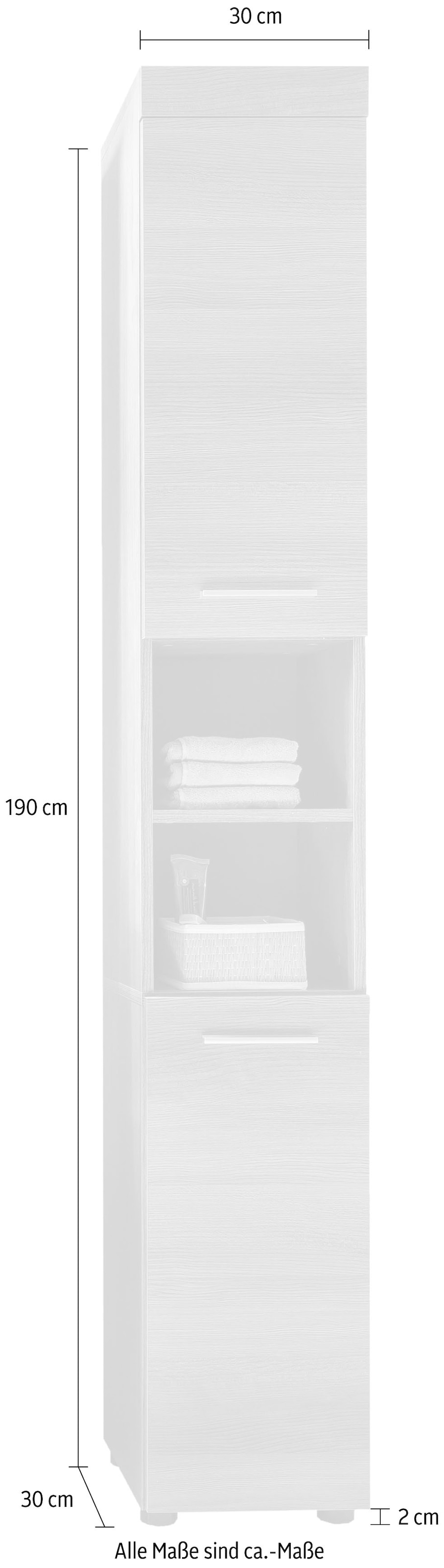 welltime Armoire haute »Royan« Hochschrank mit 2 Türen & 2 Fächern - (B/T/H) 30/31/190 cm