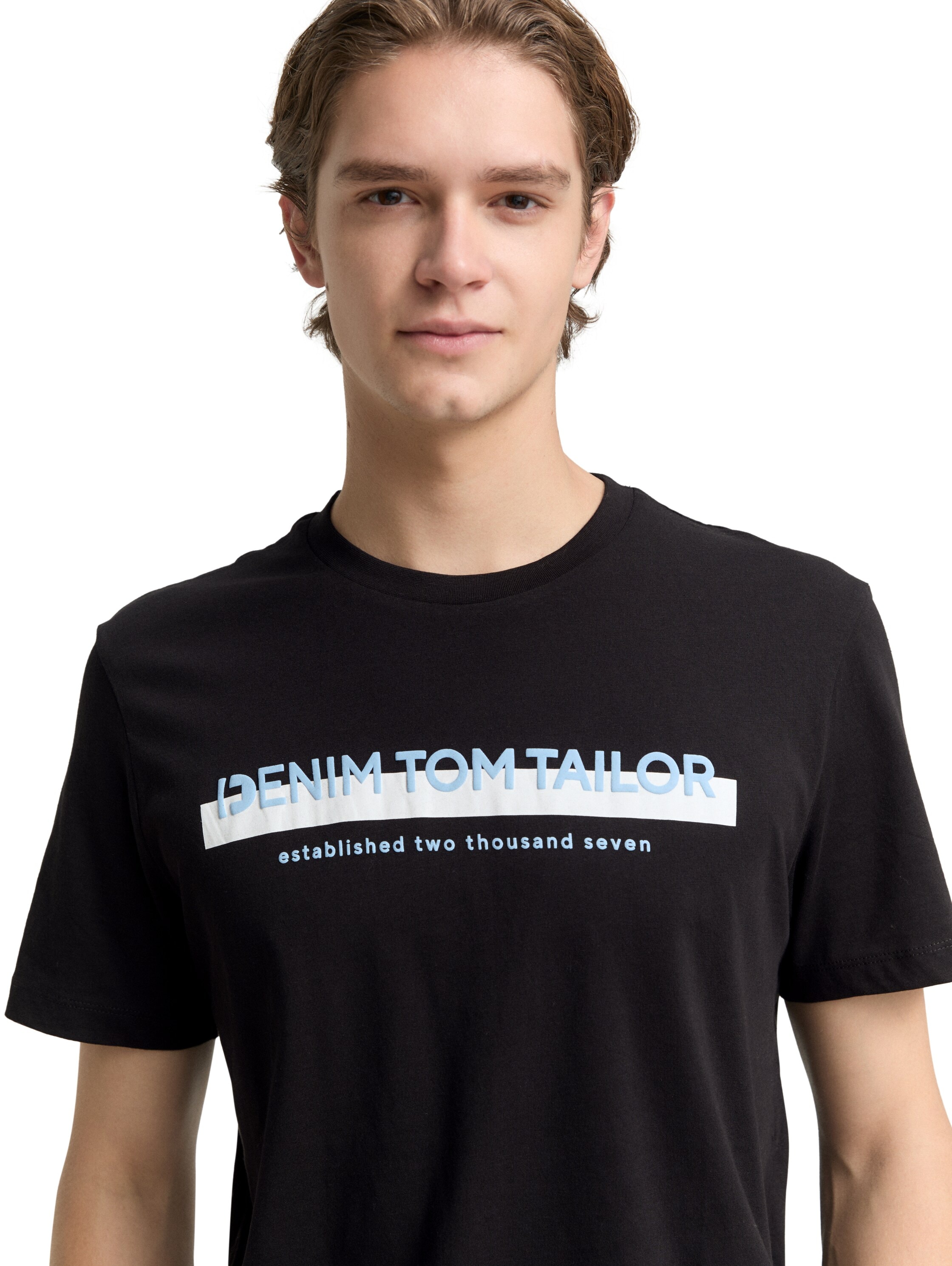 TOM TAILOR Denim T-Shirt mit Logofrontprint