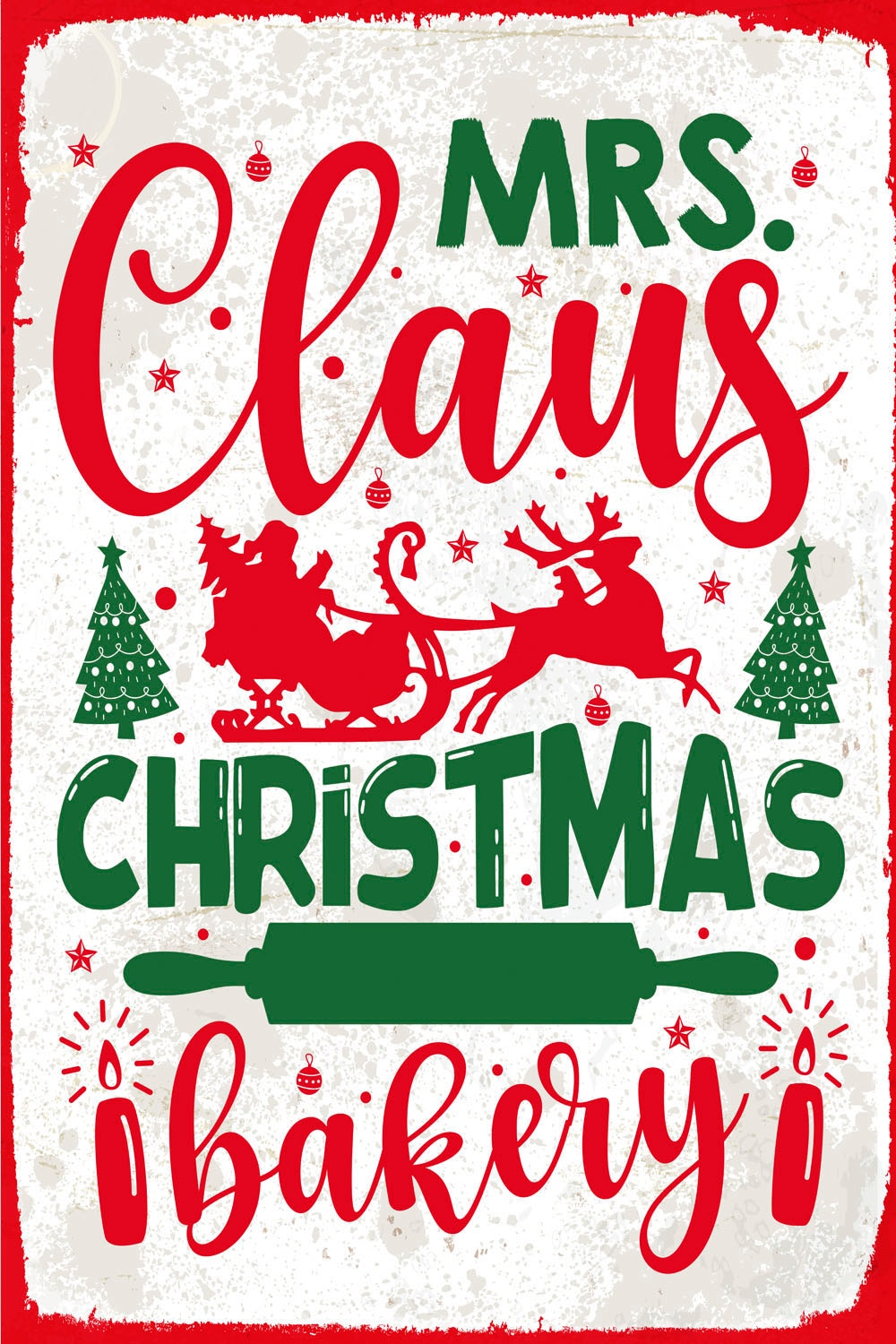 queence Metallbild »Mrs. Claus Bakery« Schriftzug | Schriftzüge | Weihnachten | Weihnachtsbaum 1 Stk. tlg. Stahlschilder