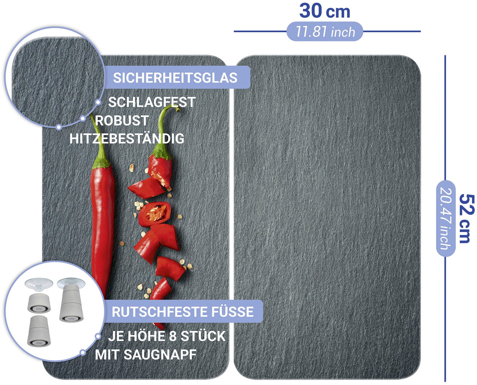 WENKO Herd-Abdeckplatte »Universal Modell Cayenne« Herdabdeckung für alle Herdarten, kratzfest, mit rutschfesten Füssen