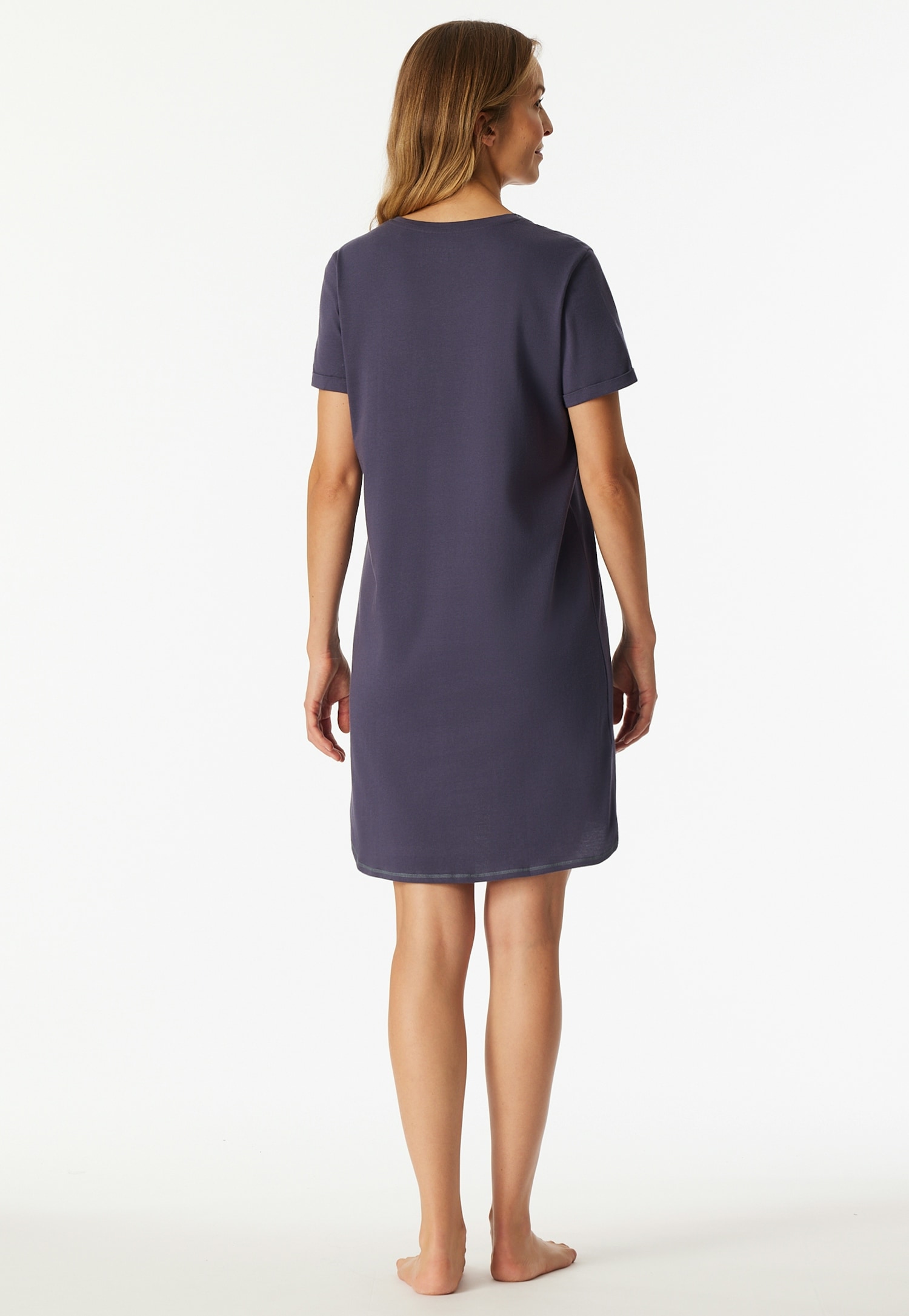 Schiesser Chemise de nuit »Casual Essentials« mit Statement-Print, Baumwolle, kurzärmelig, Rundhalsausschnitt