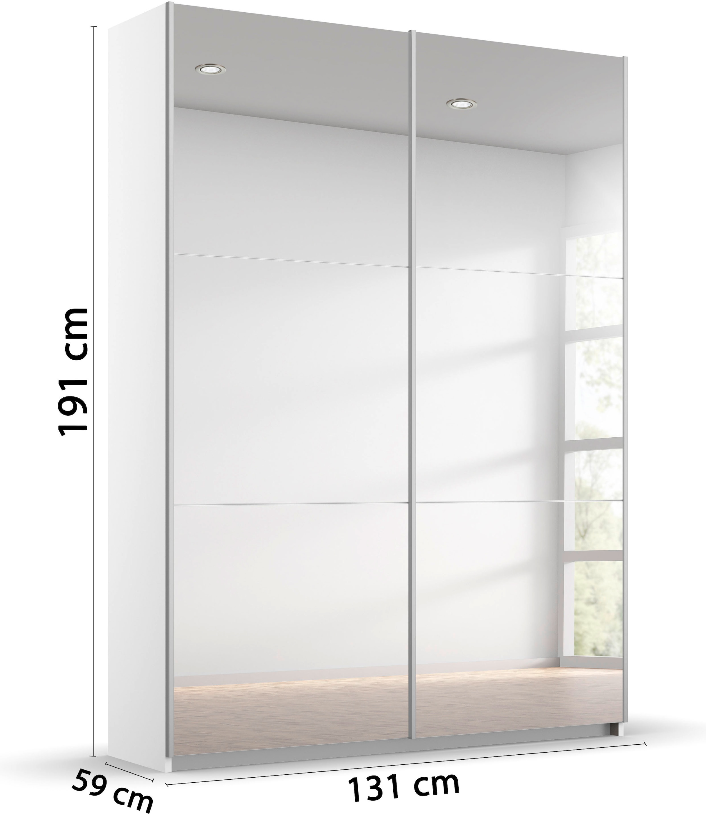 rauch Schwebetürenschrank »Kleiderschrank Schrank Garderobe REFLECT« inkl. praktischer Innenausstattung mit 2 Stoffboxen MADE IN GERMANY