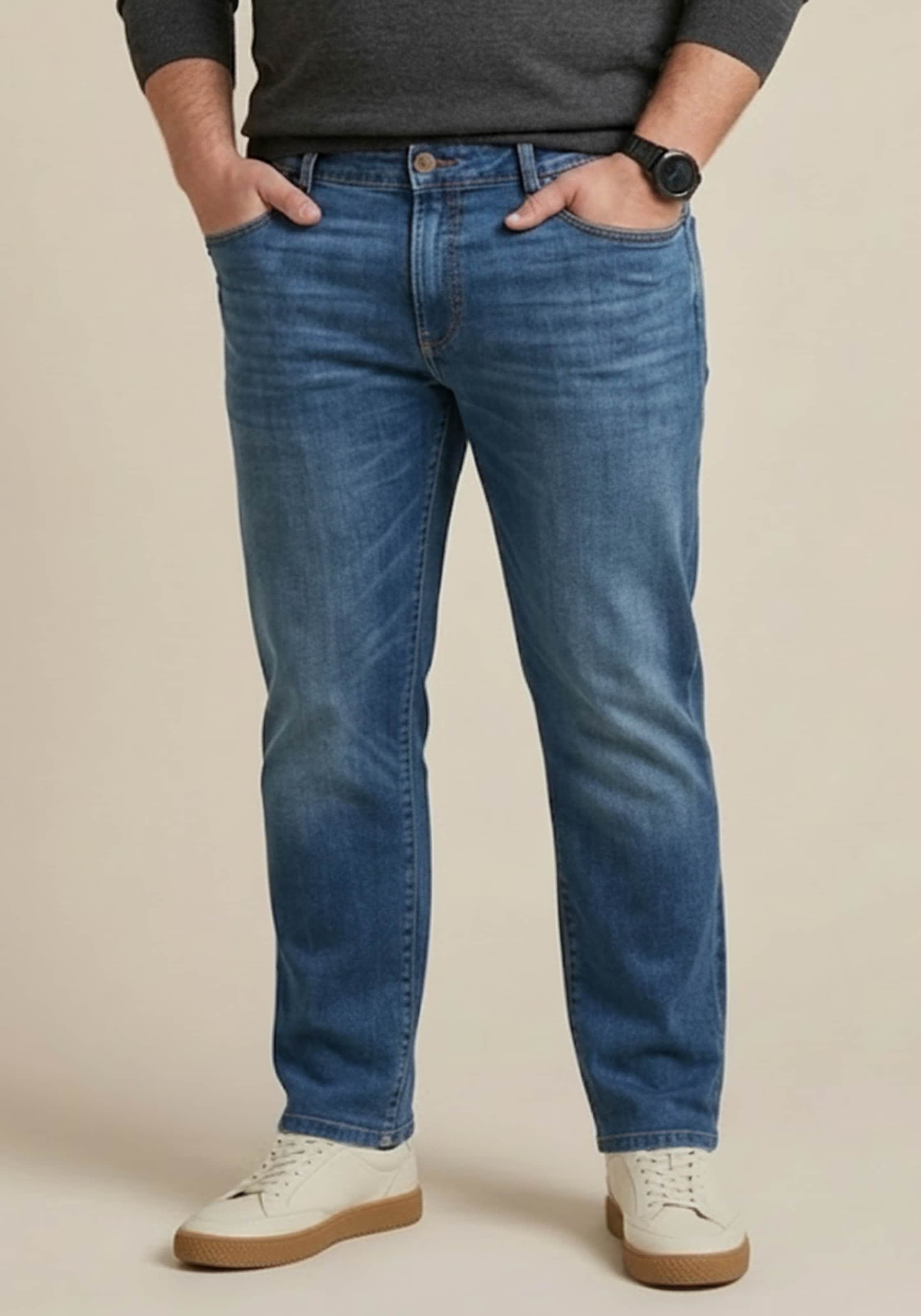 Man's World Plus Gerade Jeans »Grosse Grössen, straight fit« mit Knopf- und Reissverschluss, Straight-Fit, gerader Beinverlauf