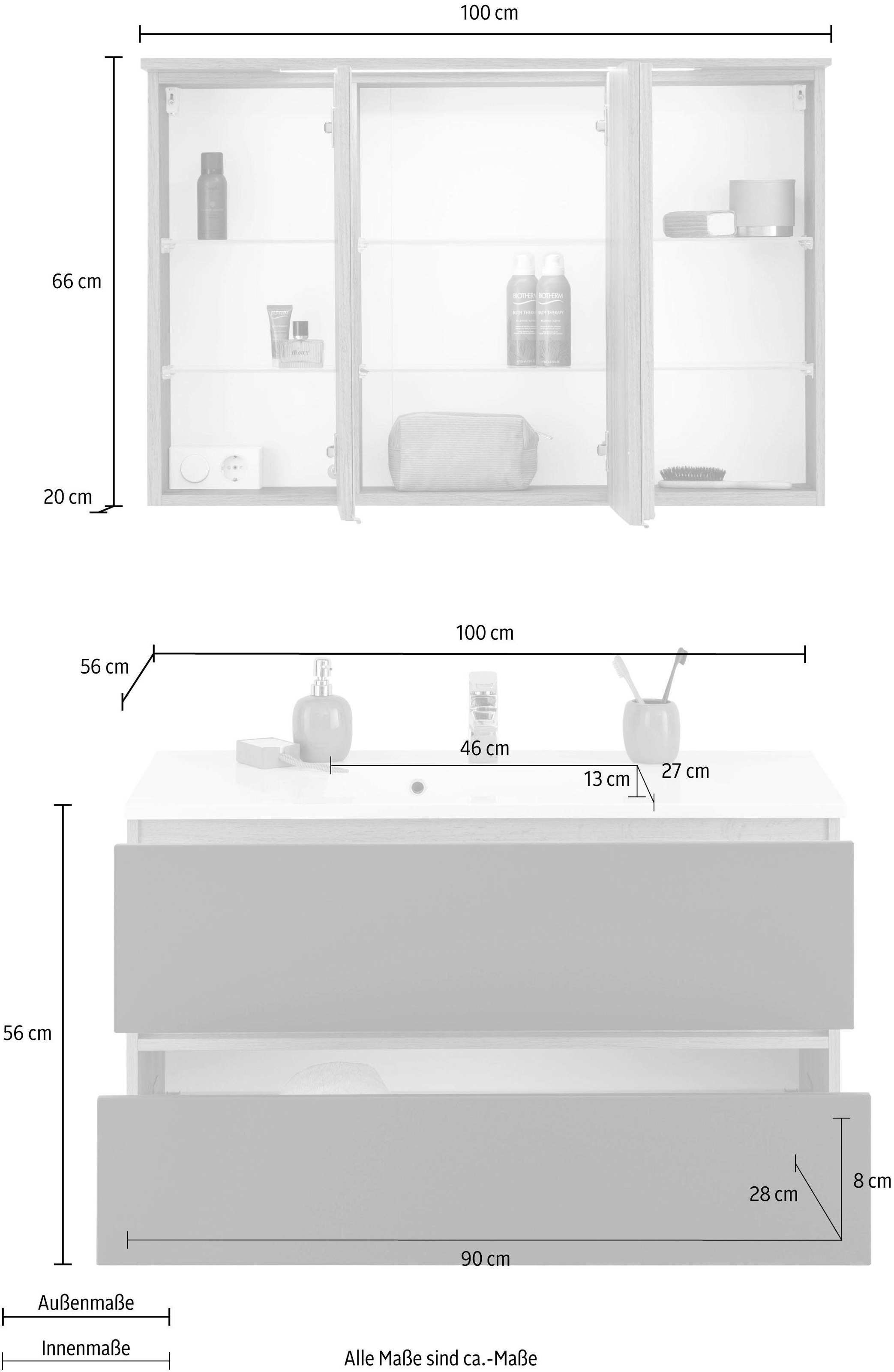 welltime Ensemble de meubles de salle de bain »Lucca« 2 cuis tlg.