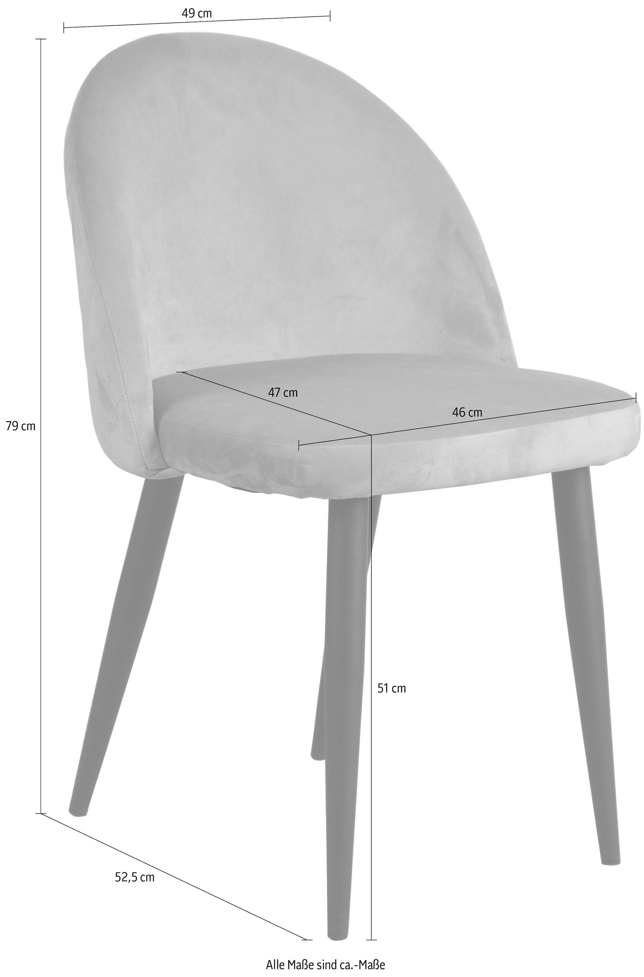 SIT Chaise rembourrée »Avila 2er-Set aus Samt mit Karo-Steppung & Stahlgestell« (Ensemble) 2 cuisRevêtement en velours noble vieux rose avec piqûres carreaux modernes