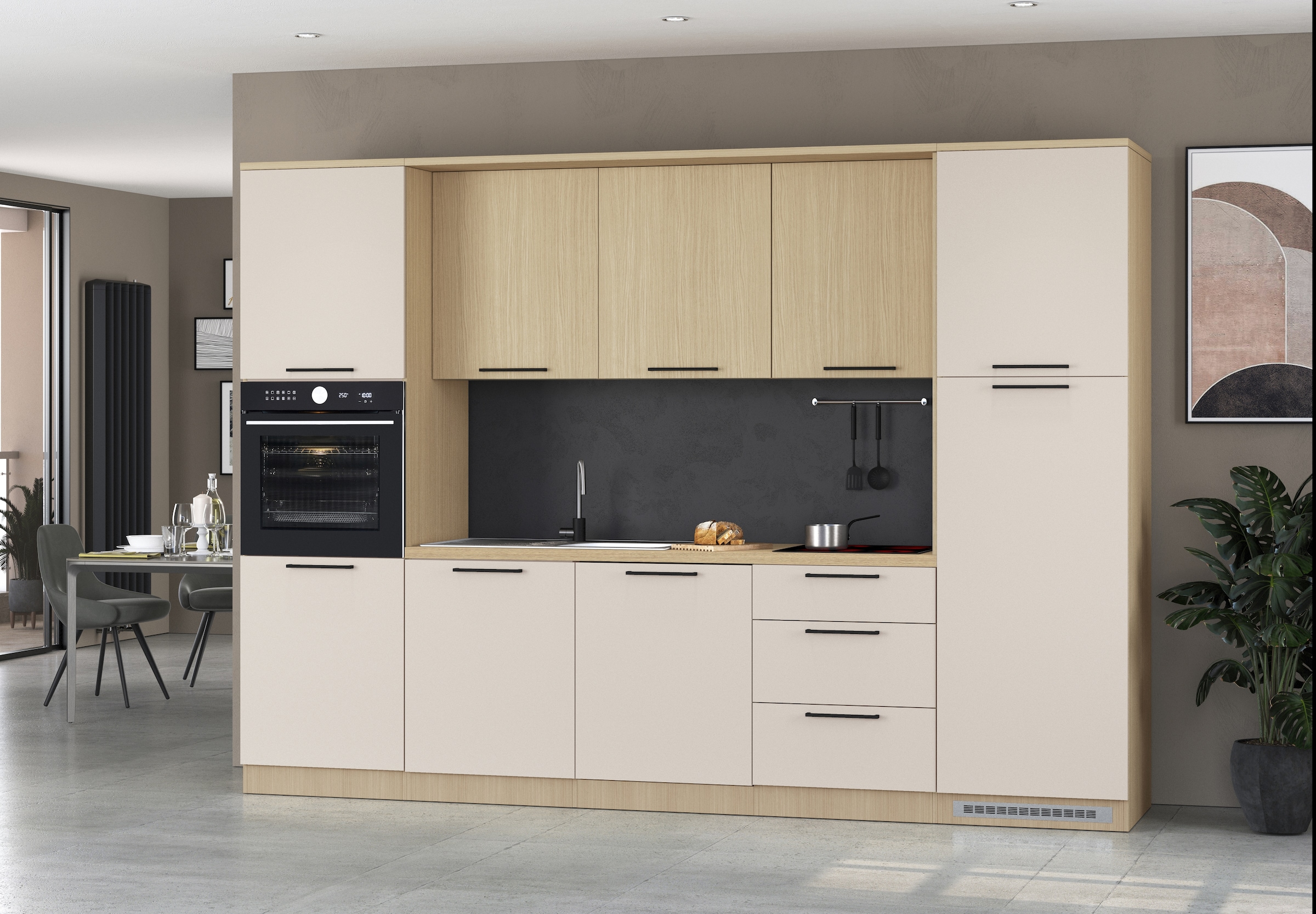 KOCHSTATION Kitchenette »KS-Luna, Einbauküche, Zeilenküche, Küchenblock« Breite 300 cm, wahlweise mit Hanseatic-E-Geräten, APL 35mm stark