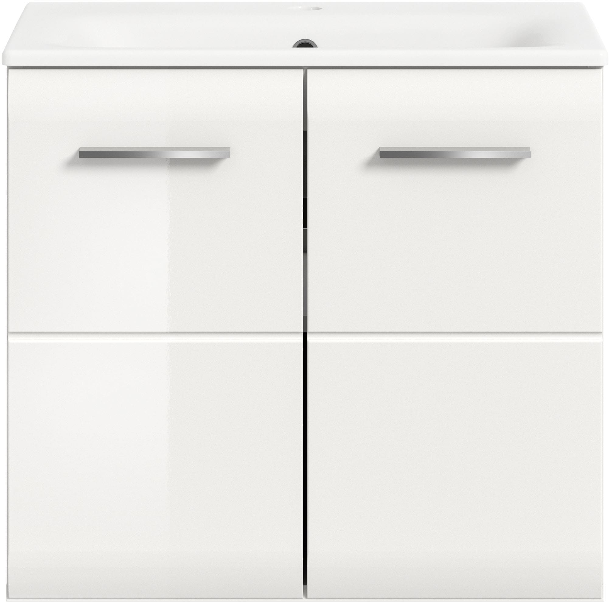 INOSIGN Armoire sous lavabo 2 cuis tlg. Florenz, Waschtisch inkl. Waschbecken, Weiss Hochglanz Tiefzieh