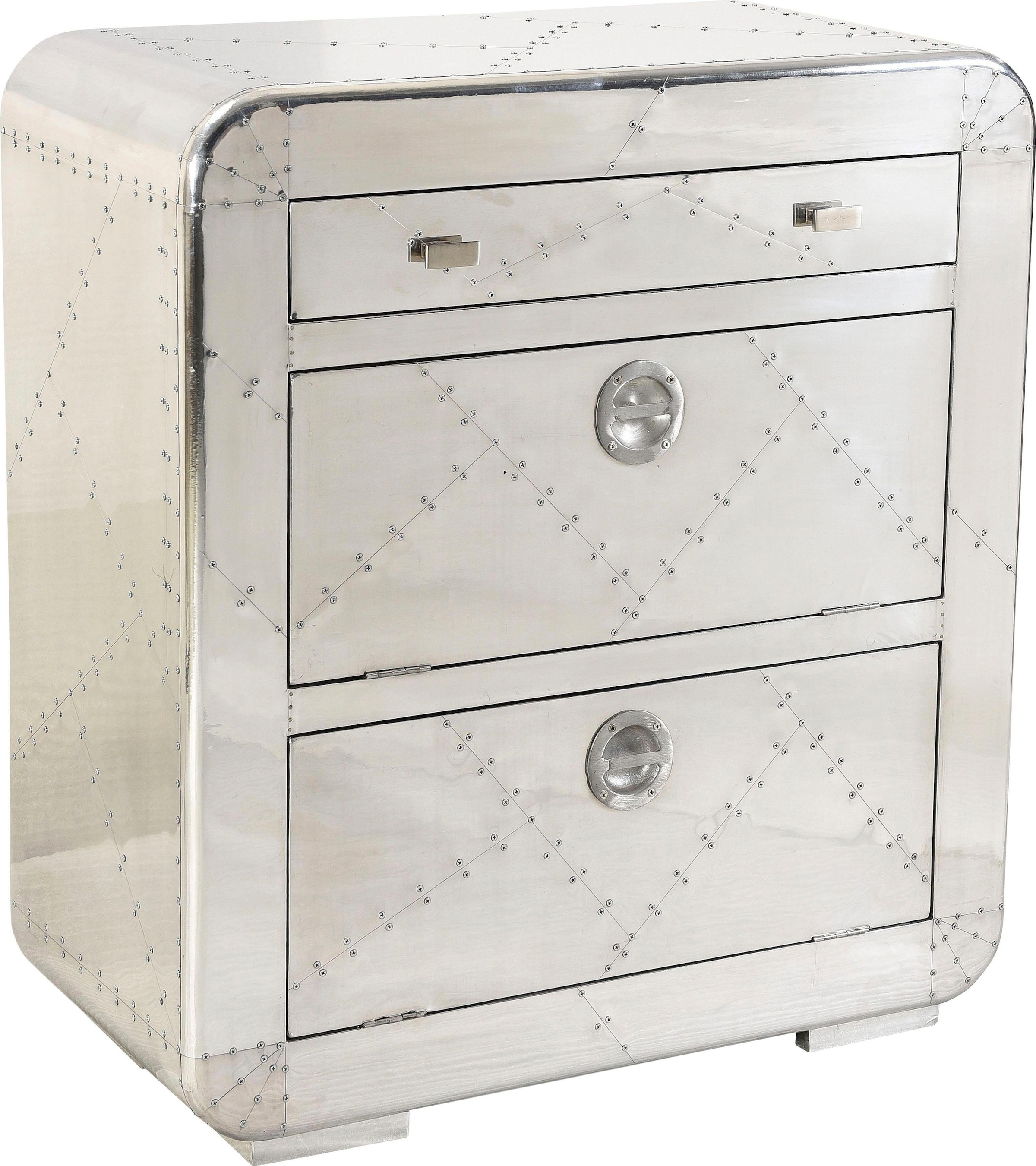 SIT Armoire à chaussures »Biella aus Altholz mit Aluminium-Beschlägen im Flugzeuglook« 2 rabats & 1 tiroir pour env. 12 paires de chaussures