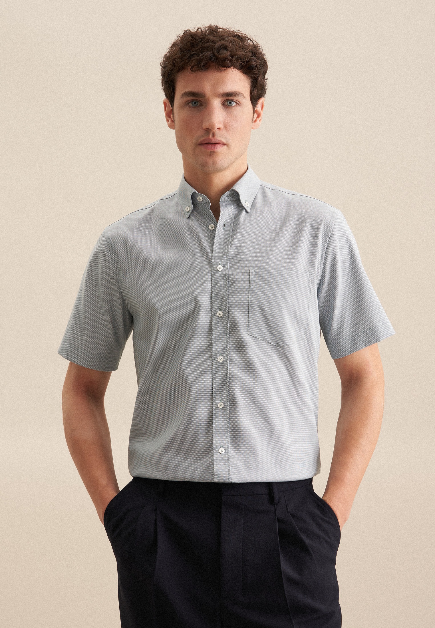 seidensticker Businesshemd »Comfort« Comfort 1/2 Button-Down-Kragen Struktur