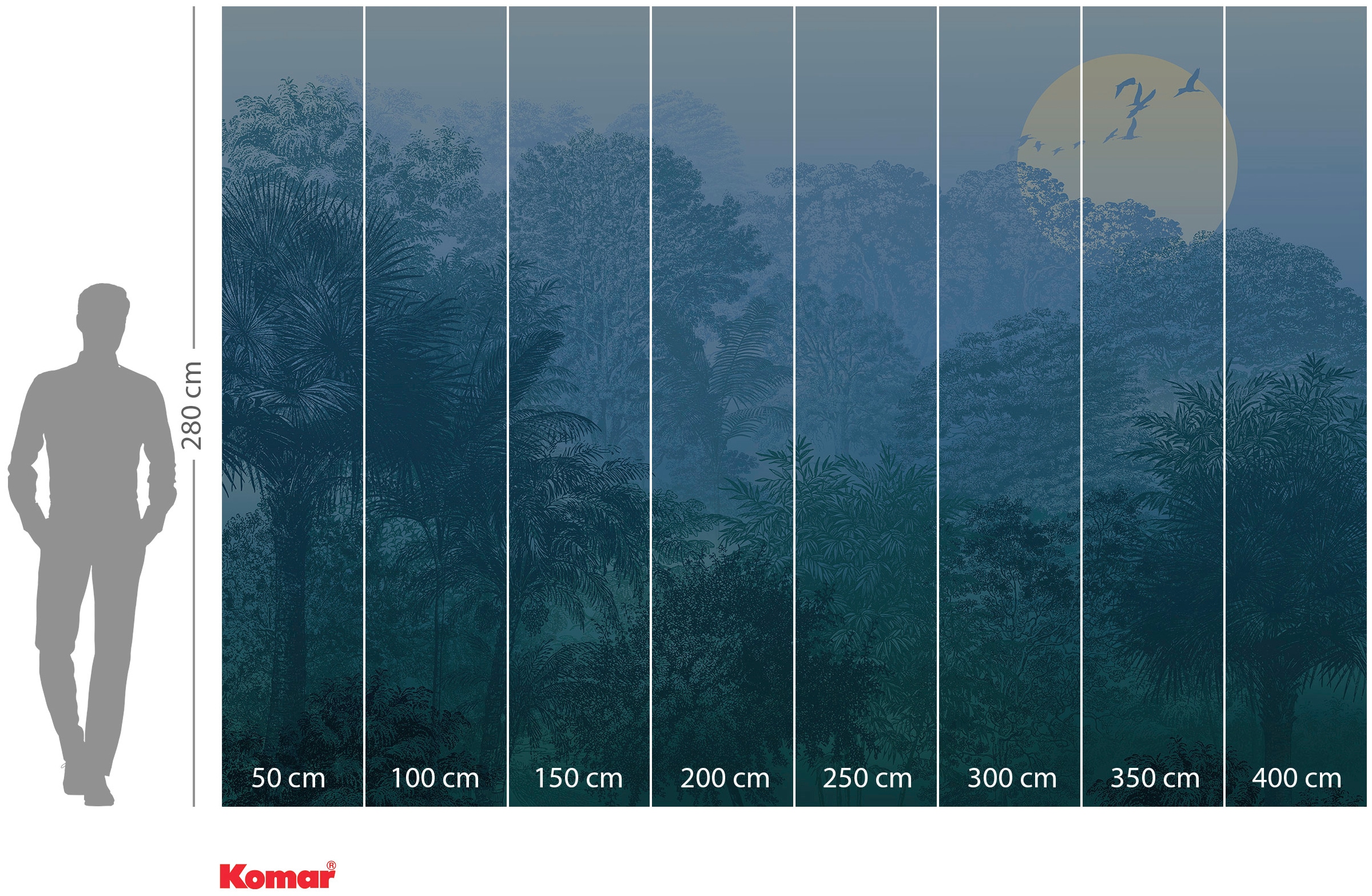 Komar Papier peint intissé »Digitaldruck Vlies -  Deep in the Jungle - Grösse 400 x 280 cm« imprimé Wohnzimmer, Schlafzimmer