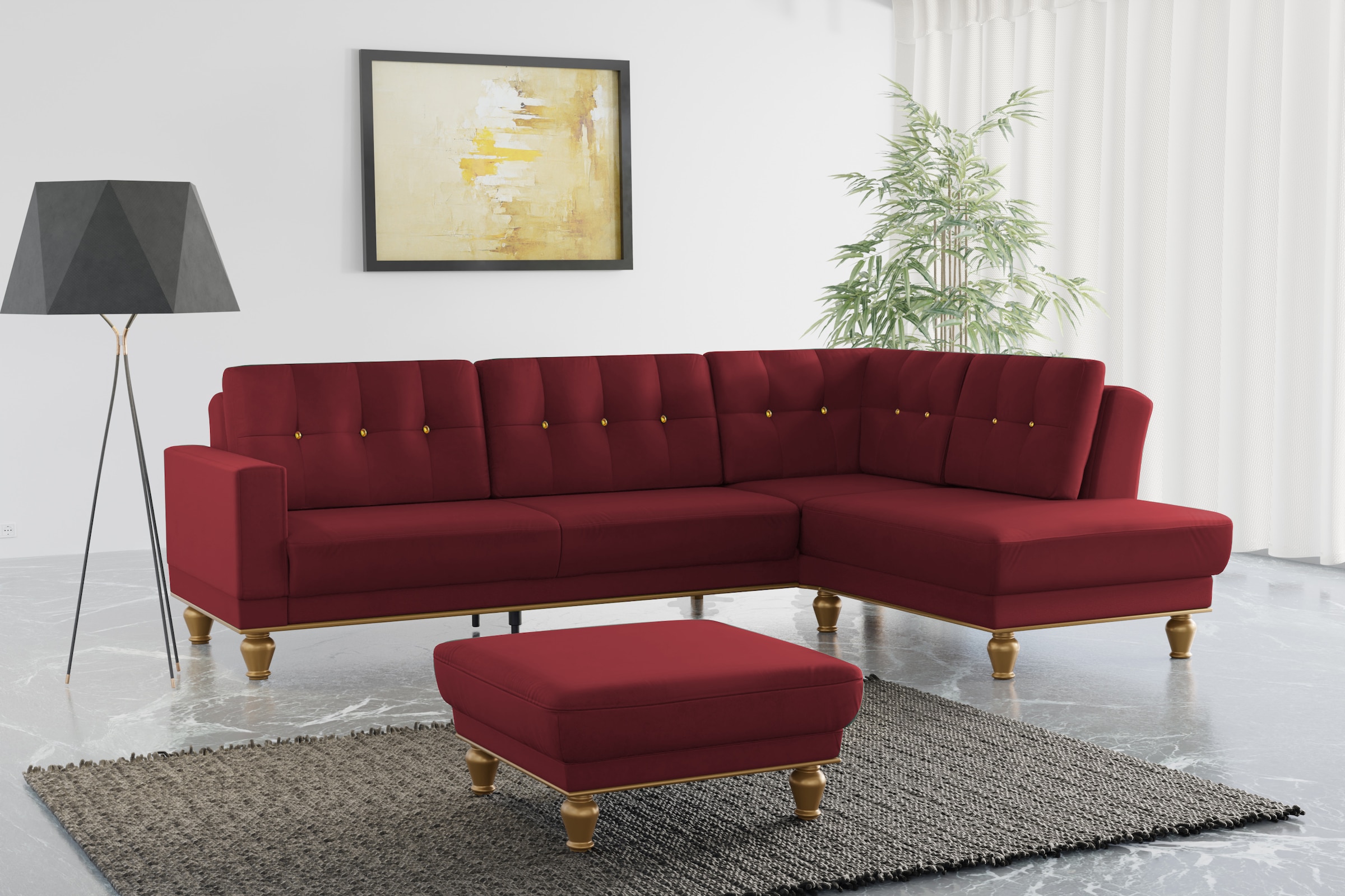 sit&more Ecksofa »Orient 5 L-Form« mit Strass-Stein, wahlweise mit Bettfunktion und Bettkasten