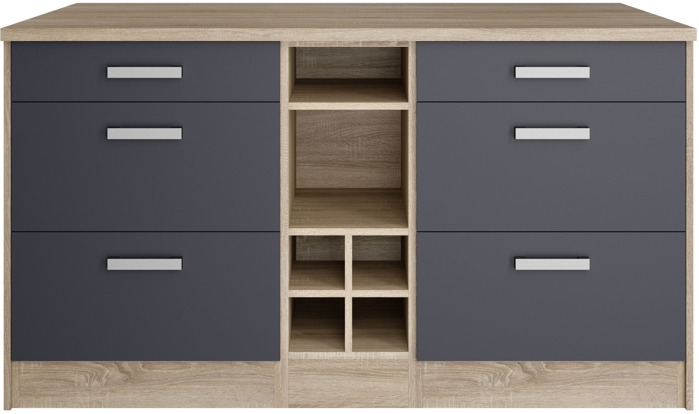 KOCHSTATION Ilot de cuisine »KS-Toronto« largeur 153 cm, façades MDF, casier à bouteilles