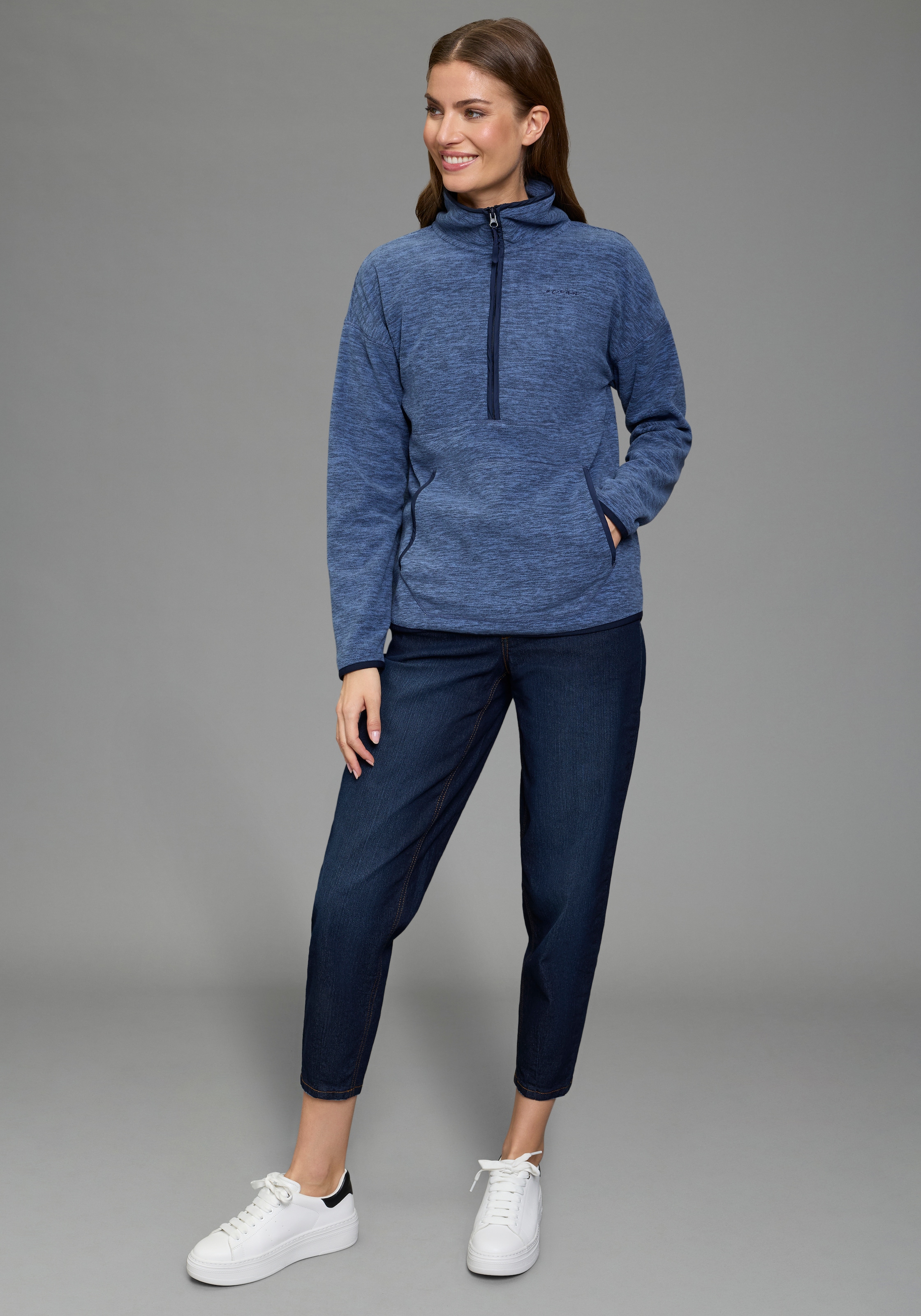 Ocean Sportswear Fleecepullover , mit Logostickerei, mit Reissverschluss, mit Kängurutasche
