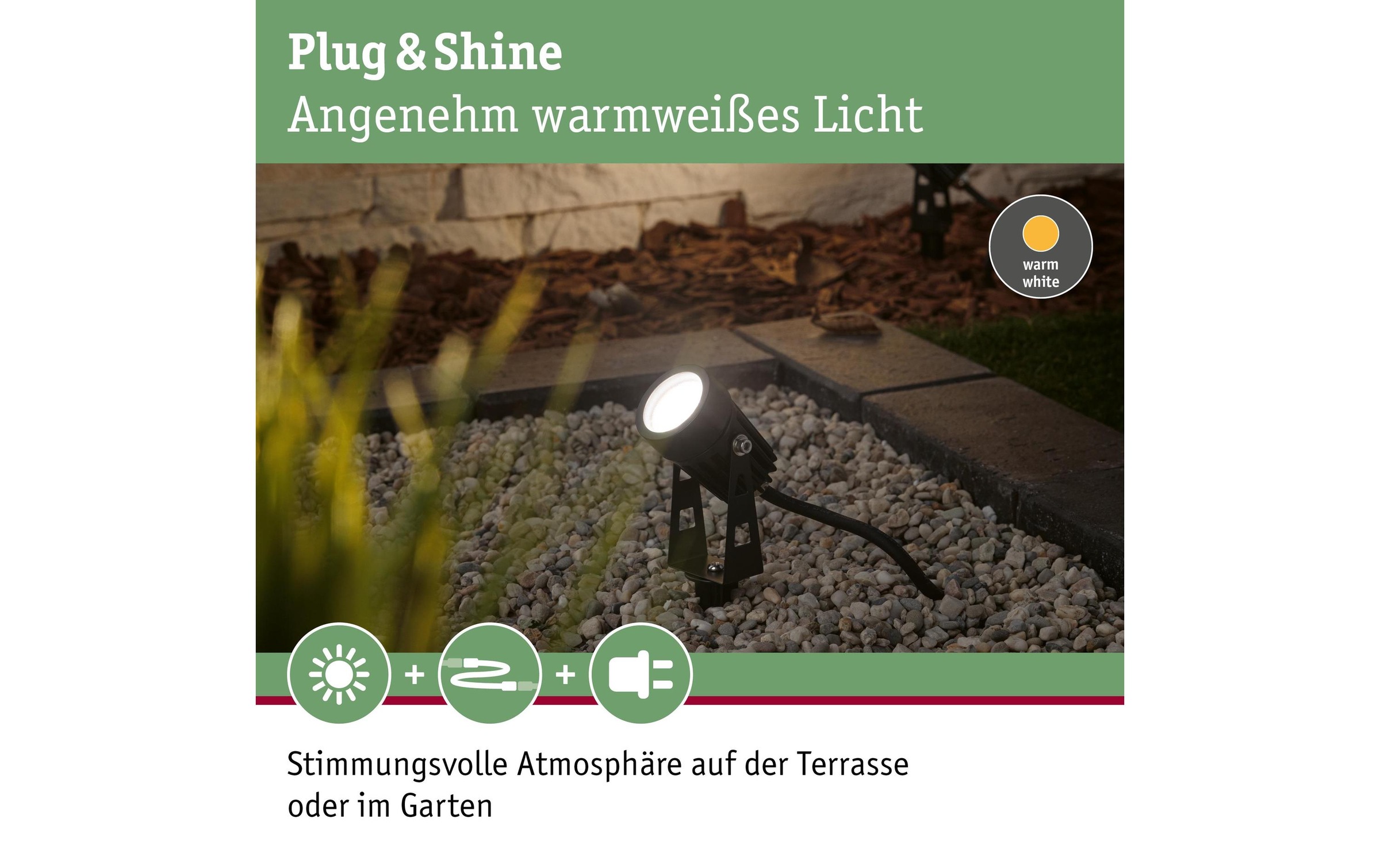 Paulmann Projecteur de jardin »Plug & Shine IP65, 3000 K, 2 W« 1 cuis blanc chaud