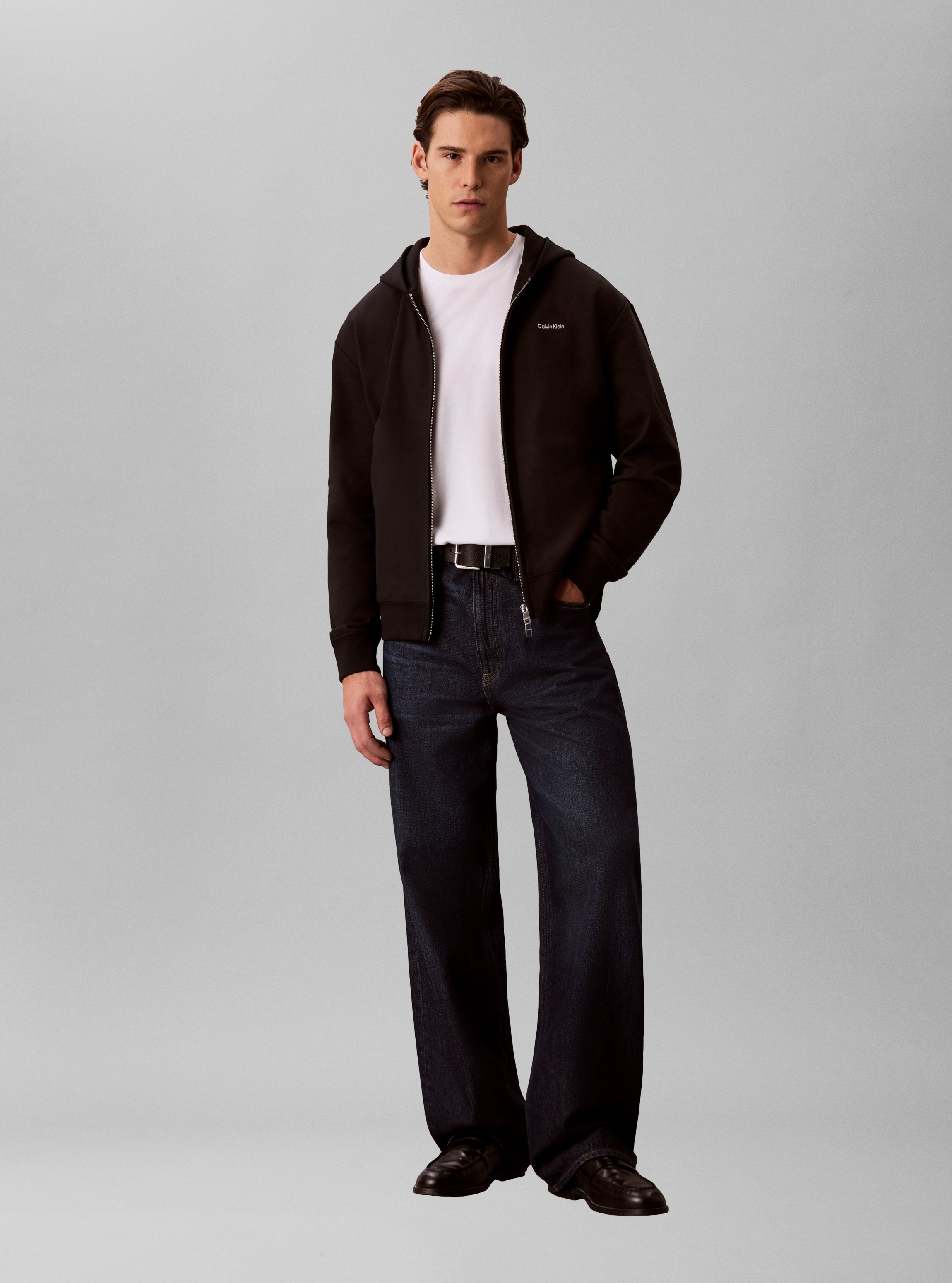 Calvin Klein Sweat à capuche Coupe régulière, fermeture éclair bidirectionnelle