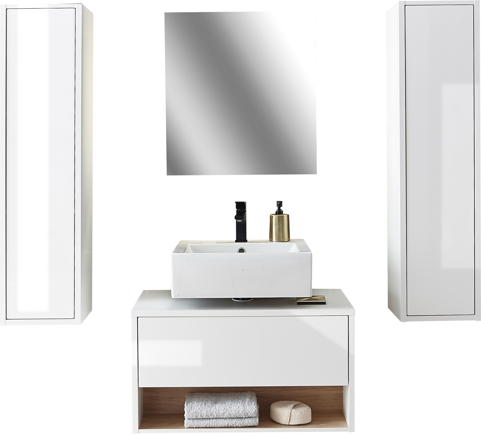 PLACES OF STYLE Badmöbel-Set »Studio Line, Bad im modernen Design, 4-teiliges Badezimmer« 4 Stk. tlg.