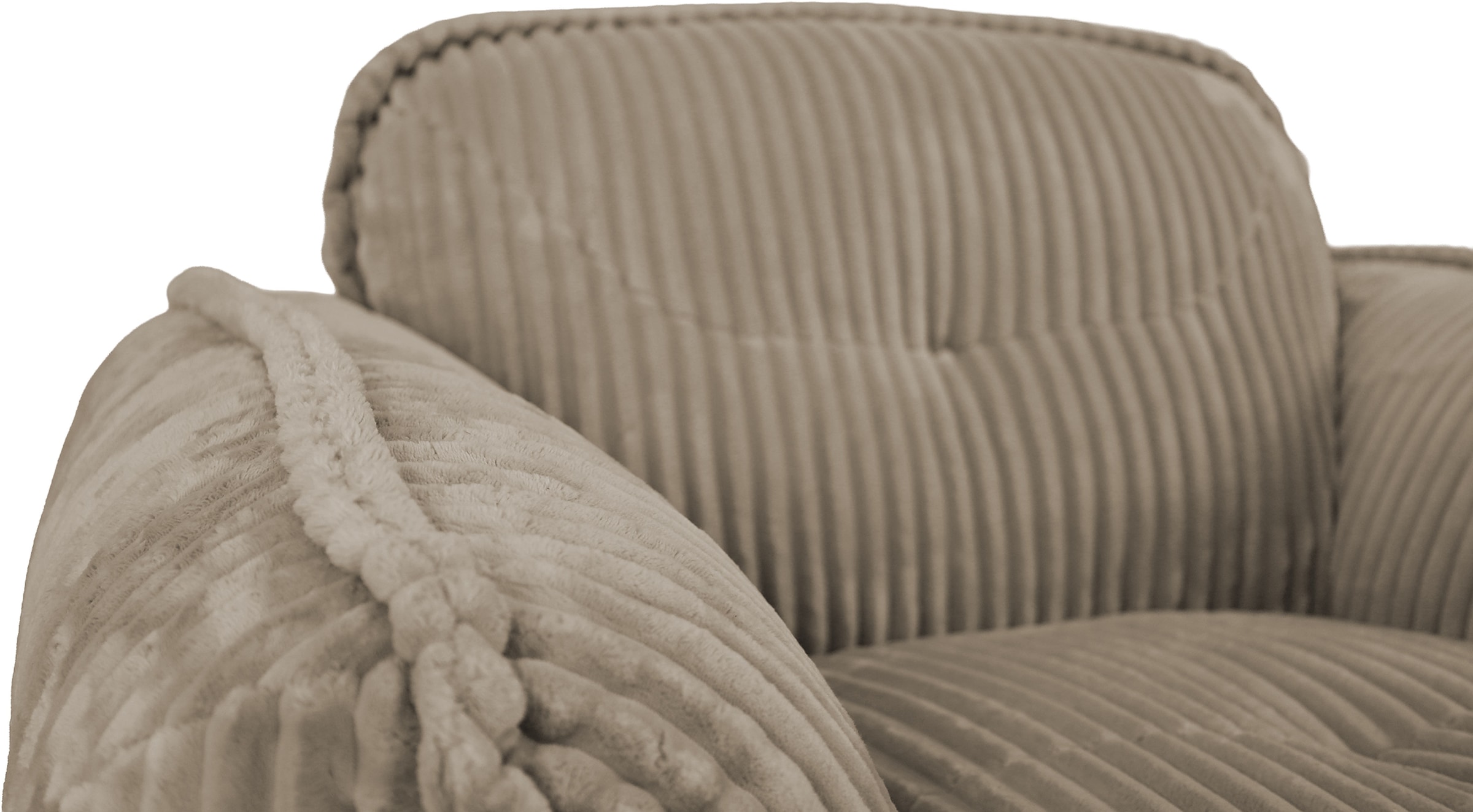 TRENDMANUFAKTUR Fauteuil »Be Fluffy, mit Rundumbezug, moderner breiter Kedernaht« avec confort d'assise doux, en velours côtelé large de haute qualité au toucher doux
