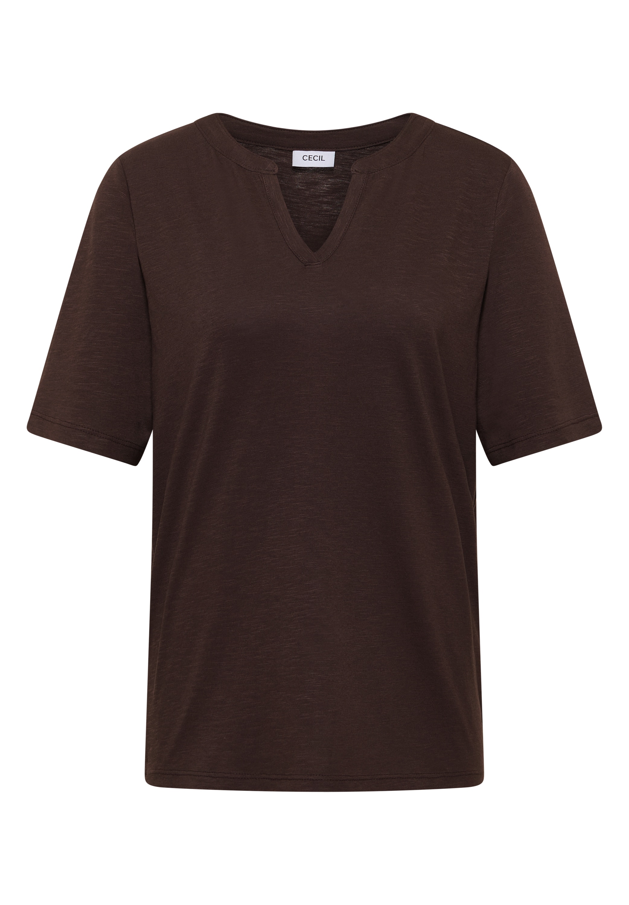 Cecil Kurzarmshirt Sommershirt mit Split Neck in Unifarbe