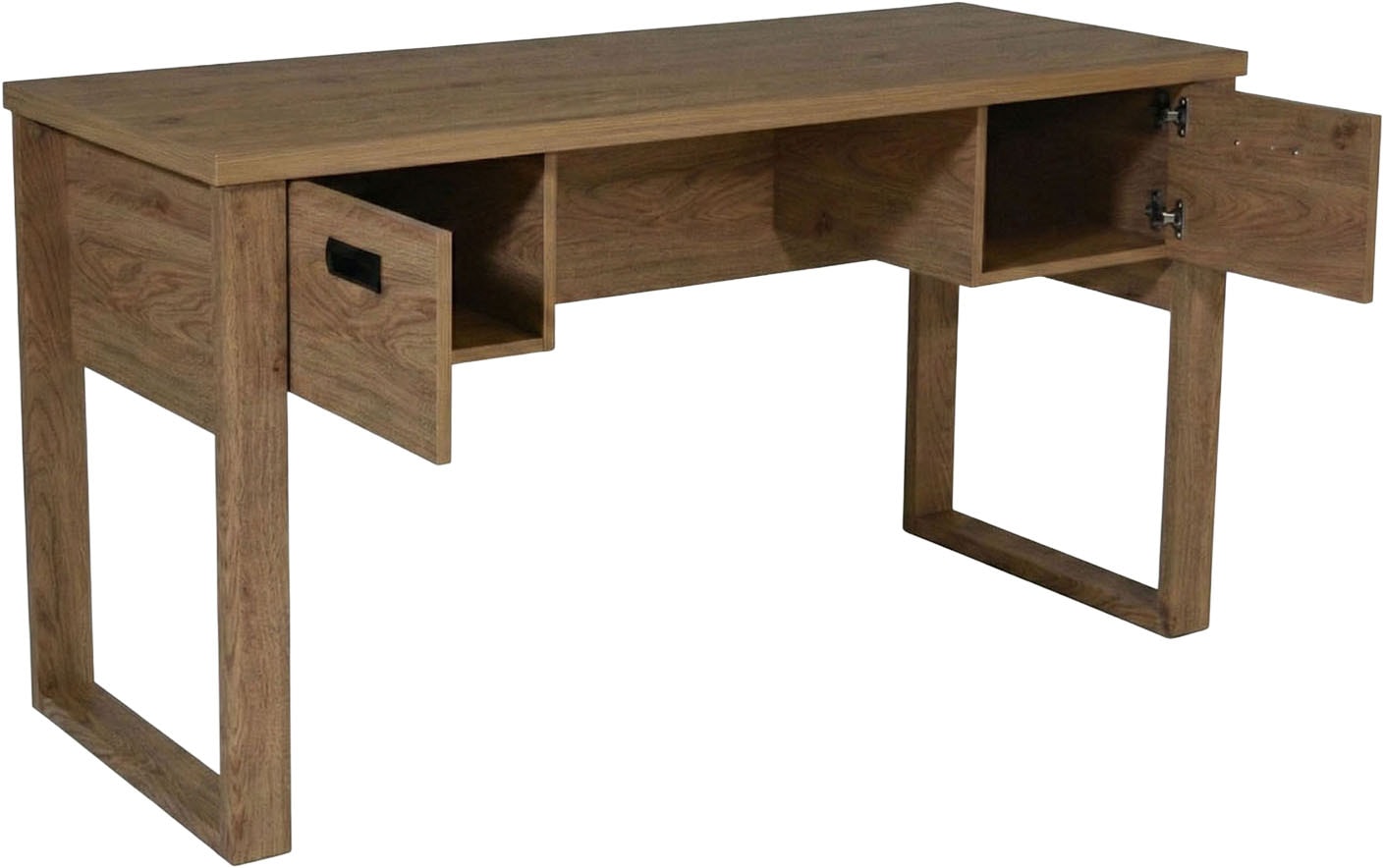 Jahnke Bureau »RIVA D 140« Bureau, espace de rangement, 2 portes, poignées en métal, aspect chêne, largeur : 140 cm