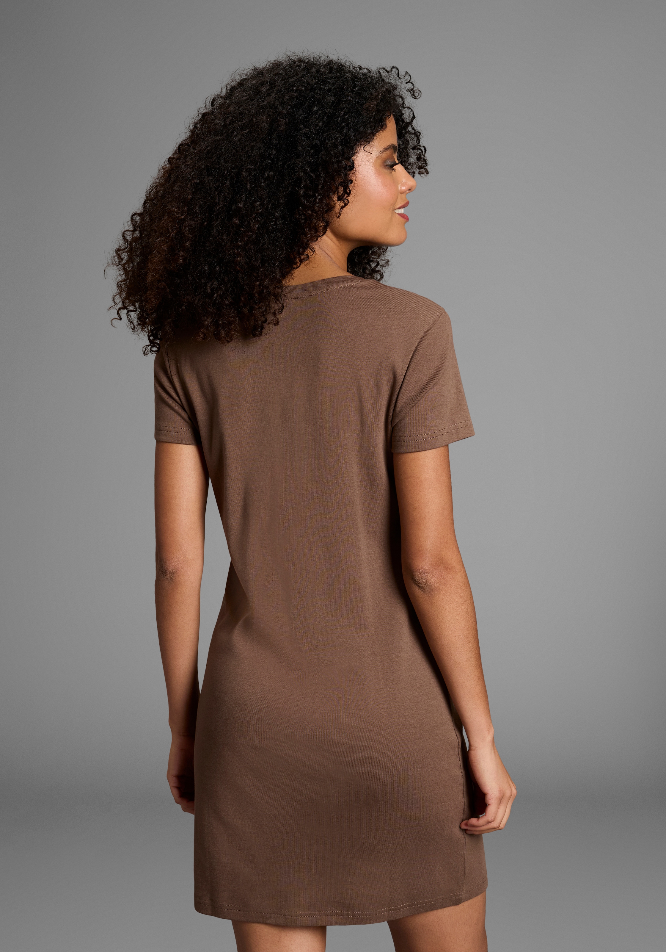 Flashlights Shirtkleid figurbetonter Schnitt, Kurzarm, Rundhalsausschnitt, Mini-Länge