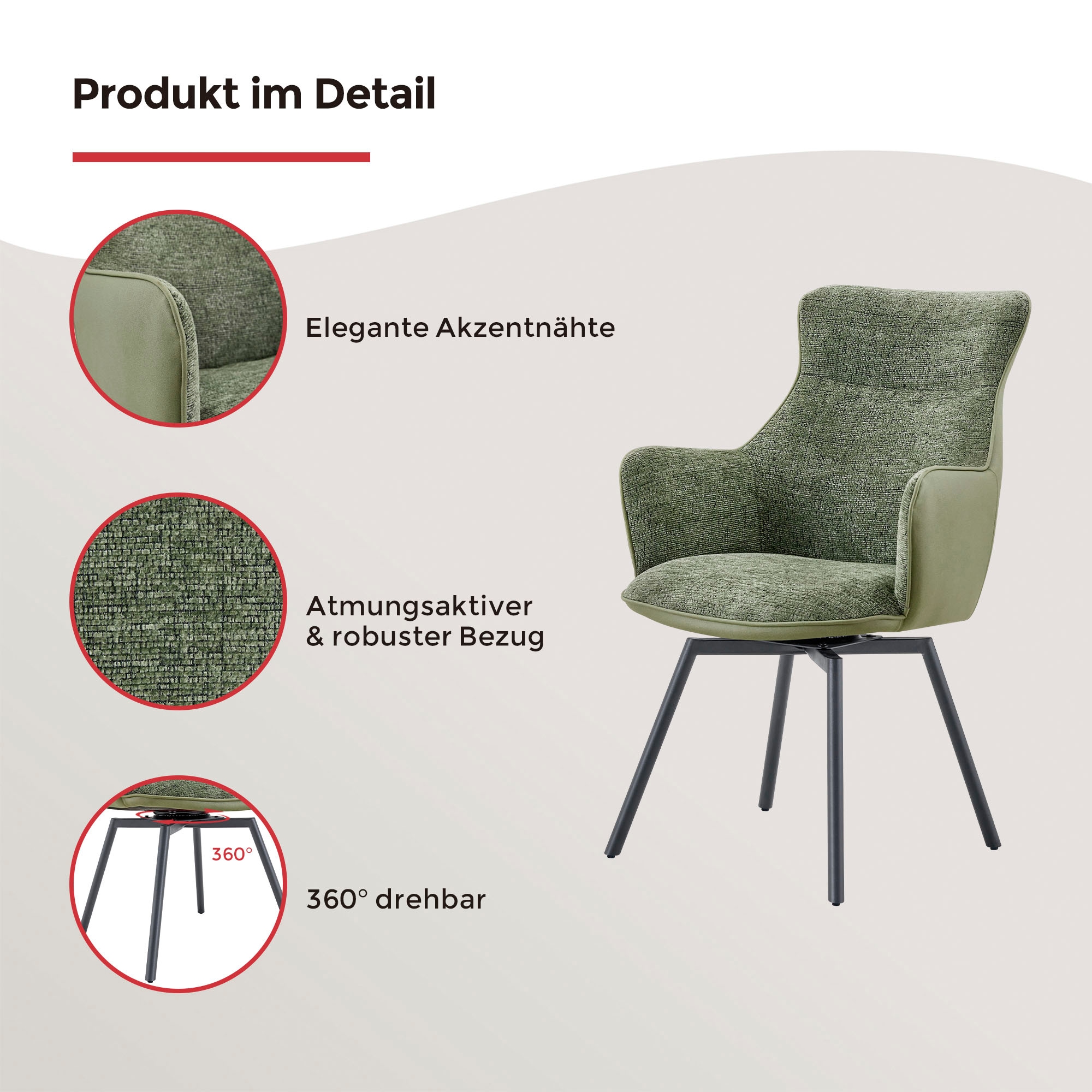 Duo Collection 4-Fussstuhl »Aachen« (Set) 2 Stk.360° drehbar