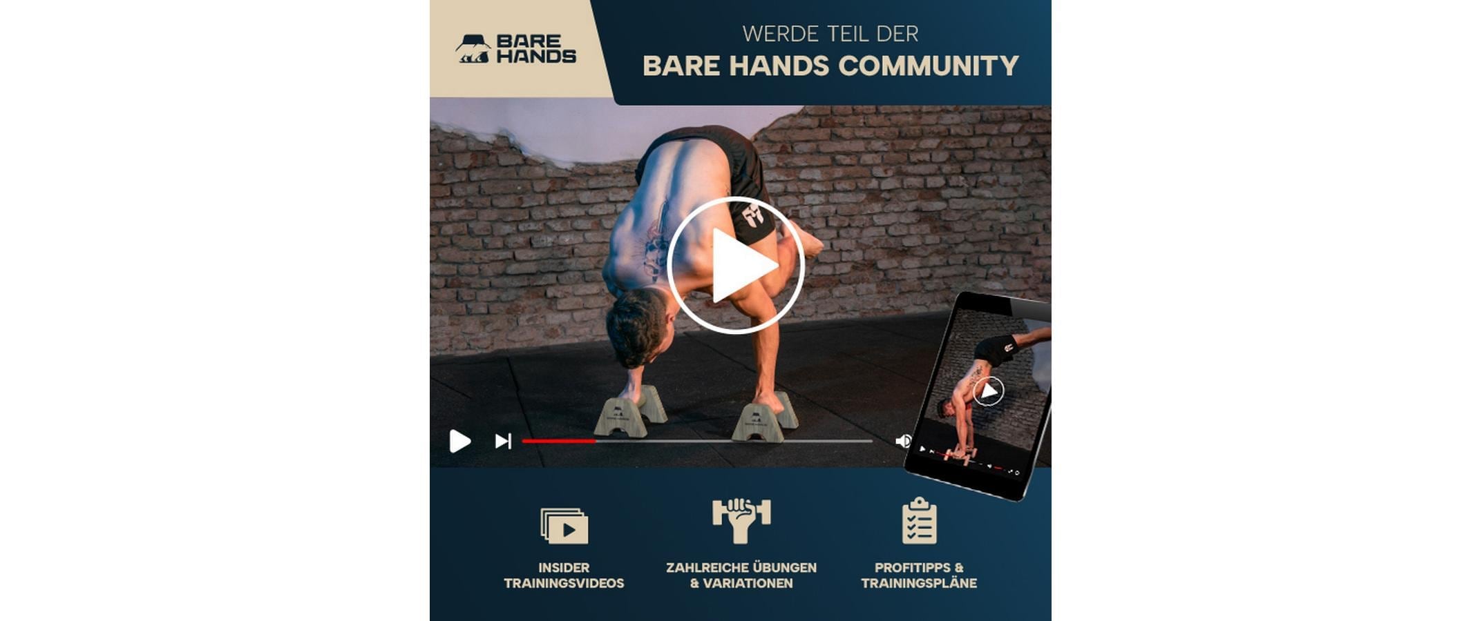   Poignées de pompes »Bare Hands Gr. S«