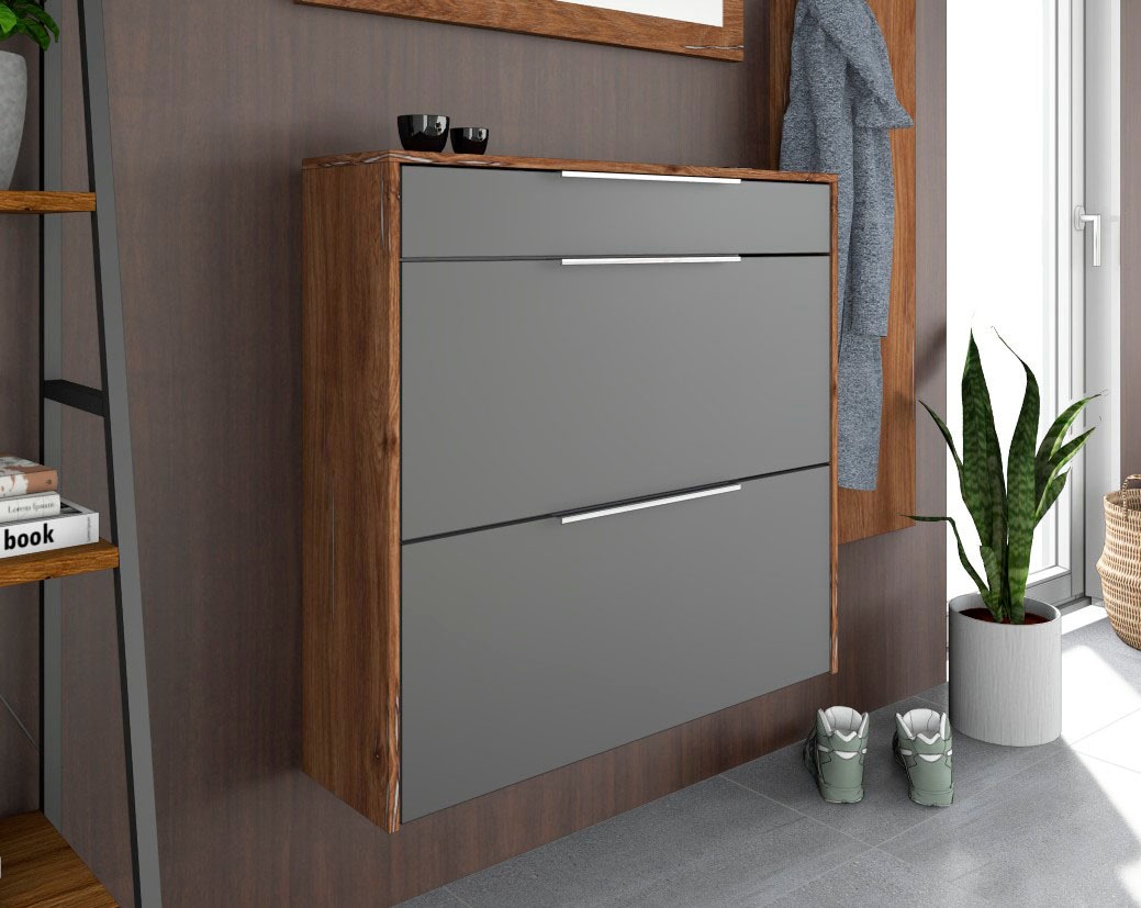 borchardt Möbel Armoire à chaussures »Oliva« Montage murale, montage debout & étagères en verre sous Plus de la série