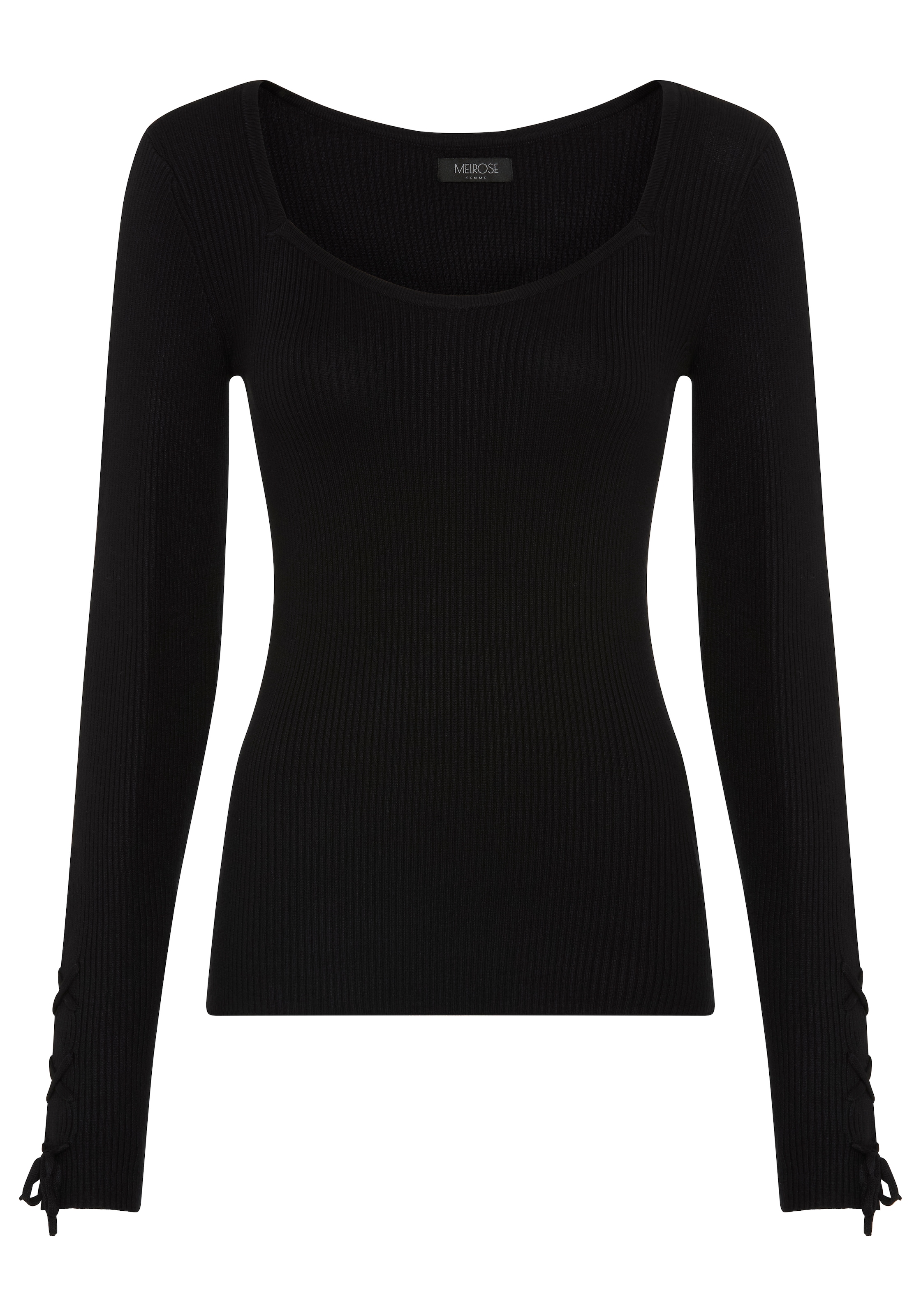 Melrose Pull en tricot coupe féminine en côte avec laçage