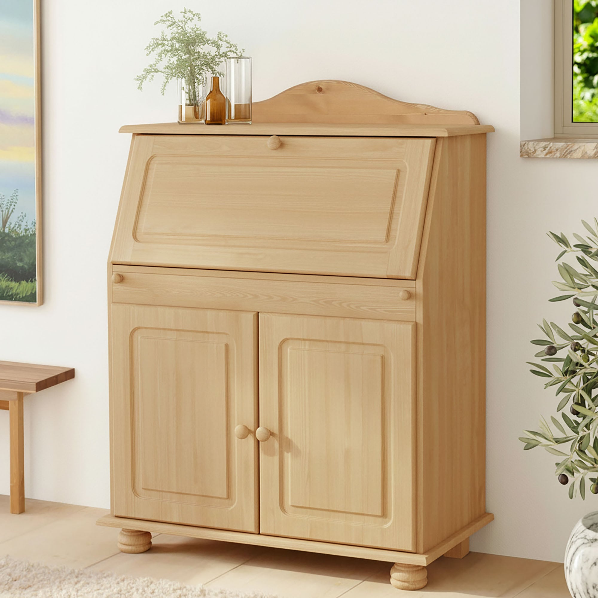 GOODproduct Sekretär »Mette, Schreibtisch im Landhausstil,« aus Massivholz, Breite 82 cm