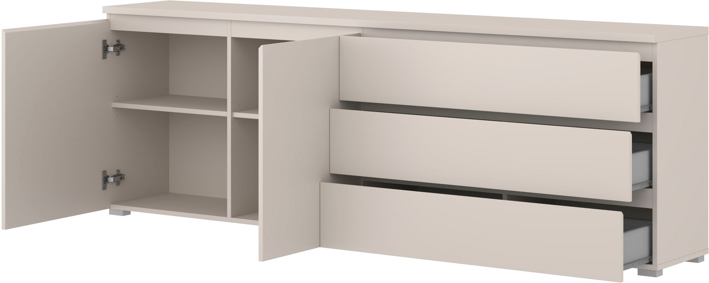 GOODproduct Buffet »Modo, Breite 200 cm, moderne grifflose Kommode 2Türen/3 SK« Schubladenkommode mit viel Stauraum, Einlegeböden verstellbar