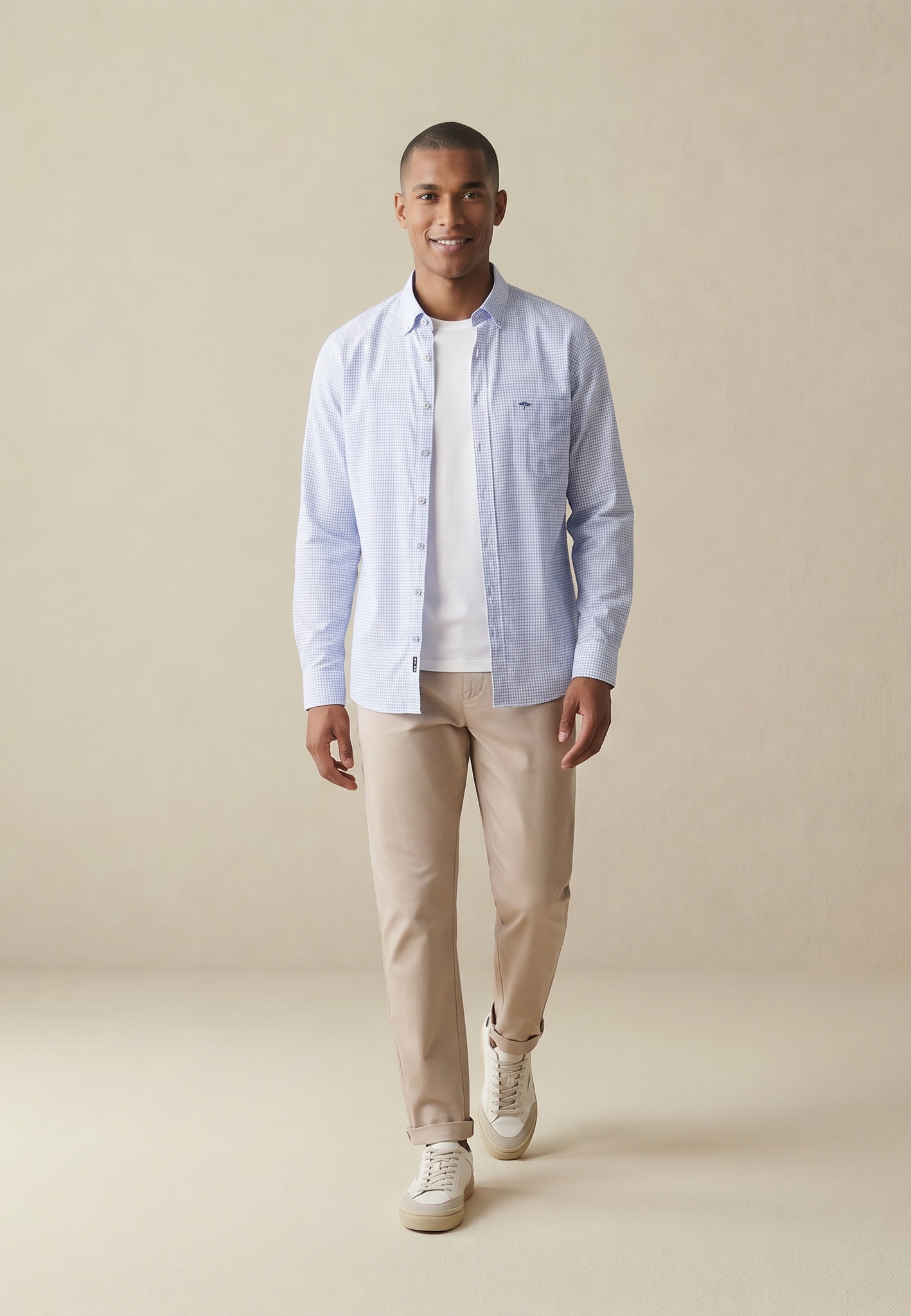 FYNCH-HATTON Chemise à manches longues coupe confortable, en pur coton, avec poche poitrine