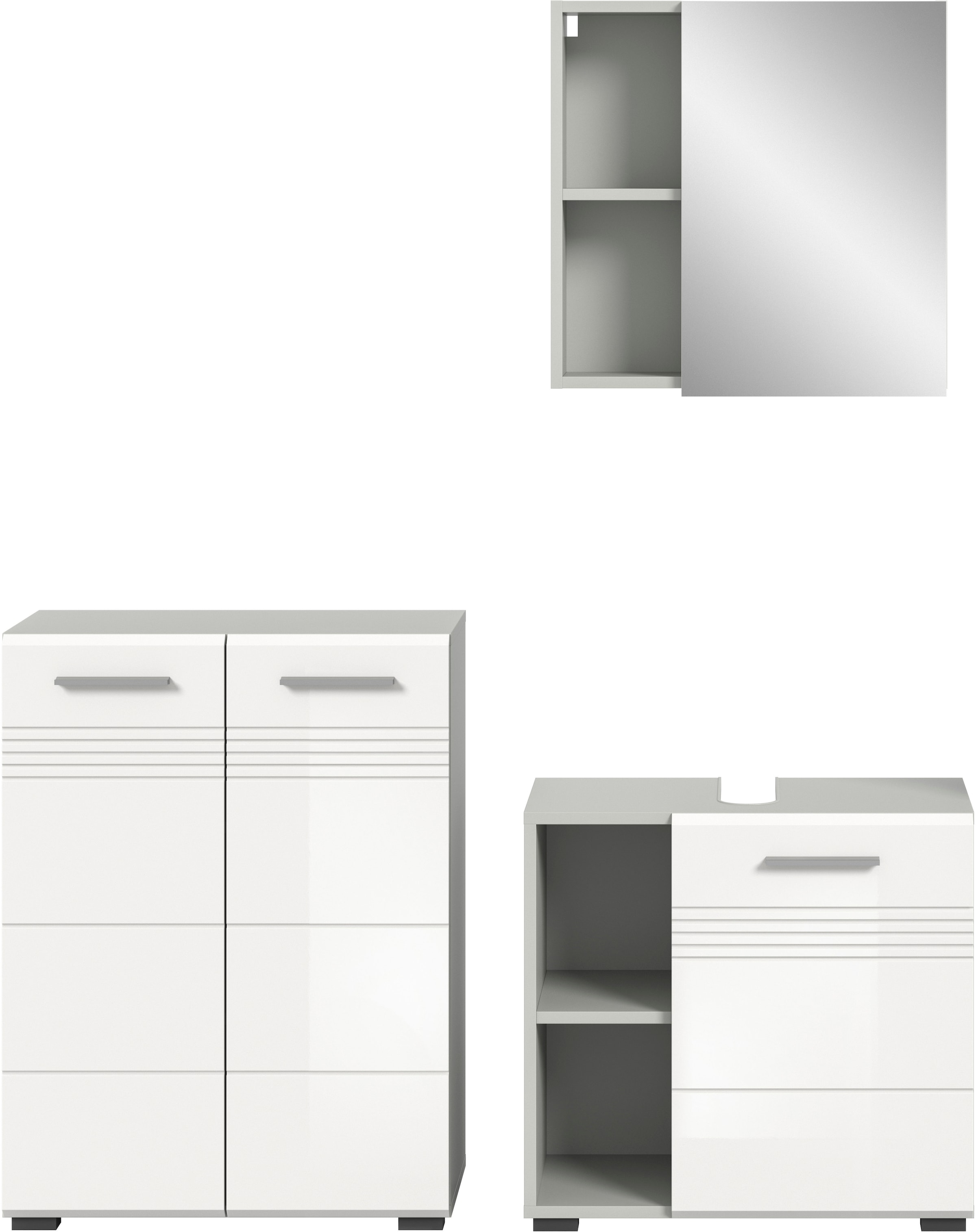 welltime Badmöbel-Set »Calicio, bestehend aus: Midischrank, Waschbeckenunterschrank,« 3 Stk. tlg.