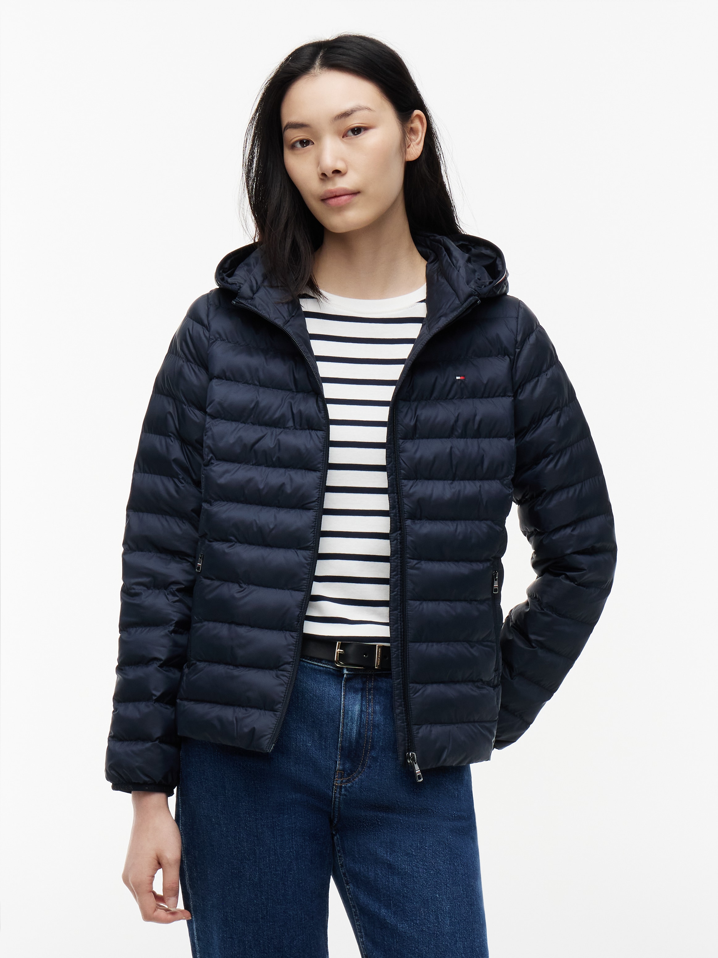 Tommy Hilfiger Veste matelassée »LW PADDED GLOBAL STRIPE JACKET« Série Global TH WOMEN,  avec capuche capuche sportive avec Global Stripe