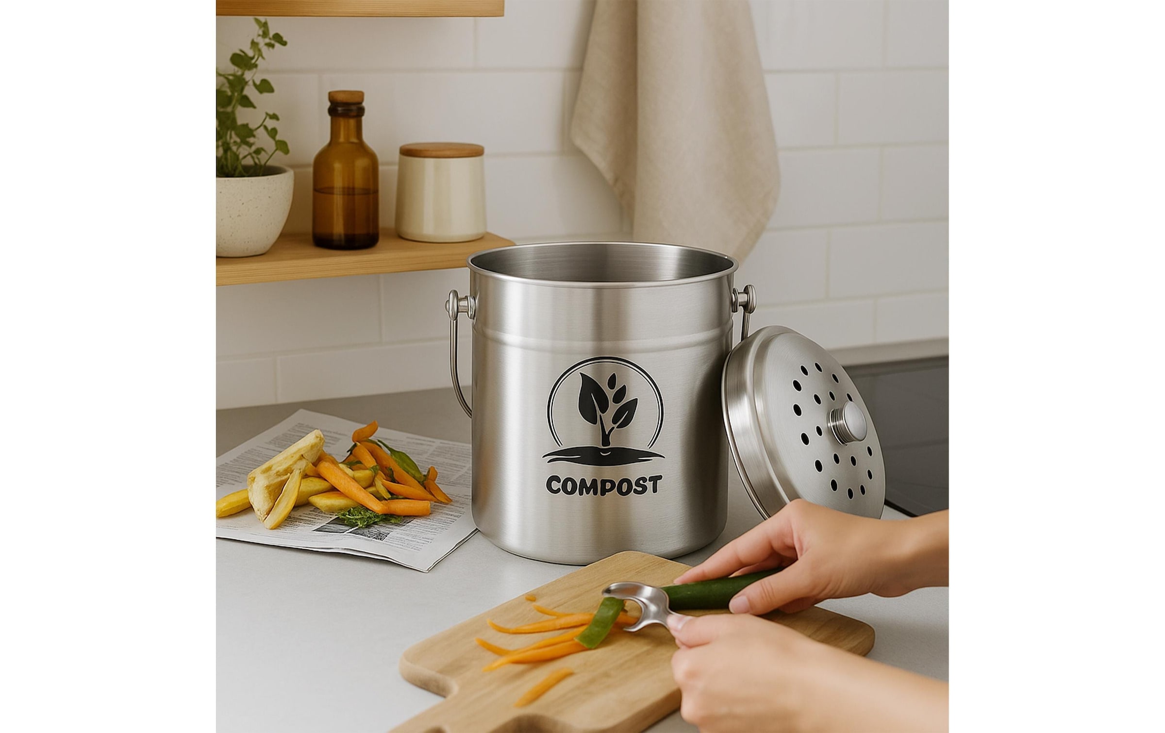relaxdays Poubelle bio »mit Geruchsfilter 5 l«