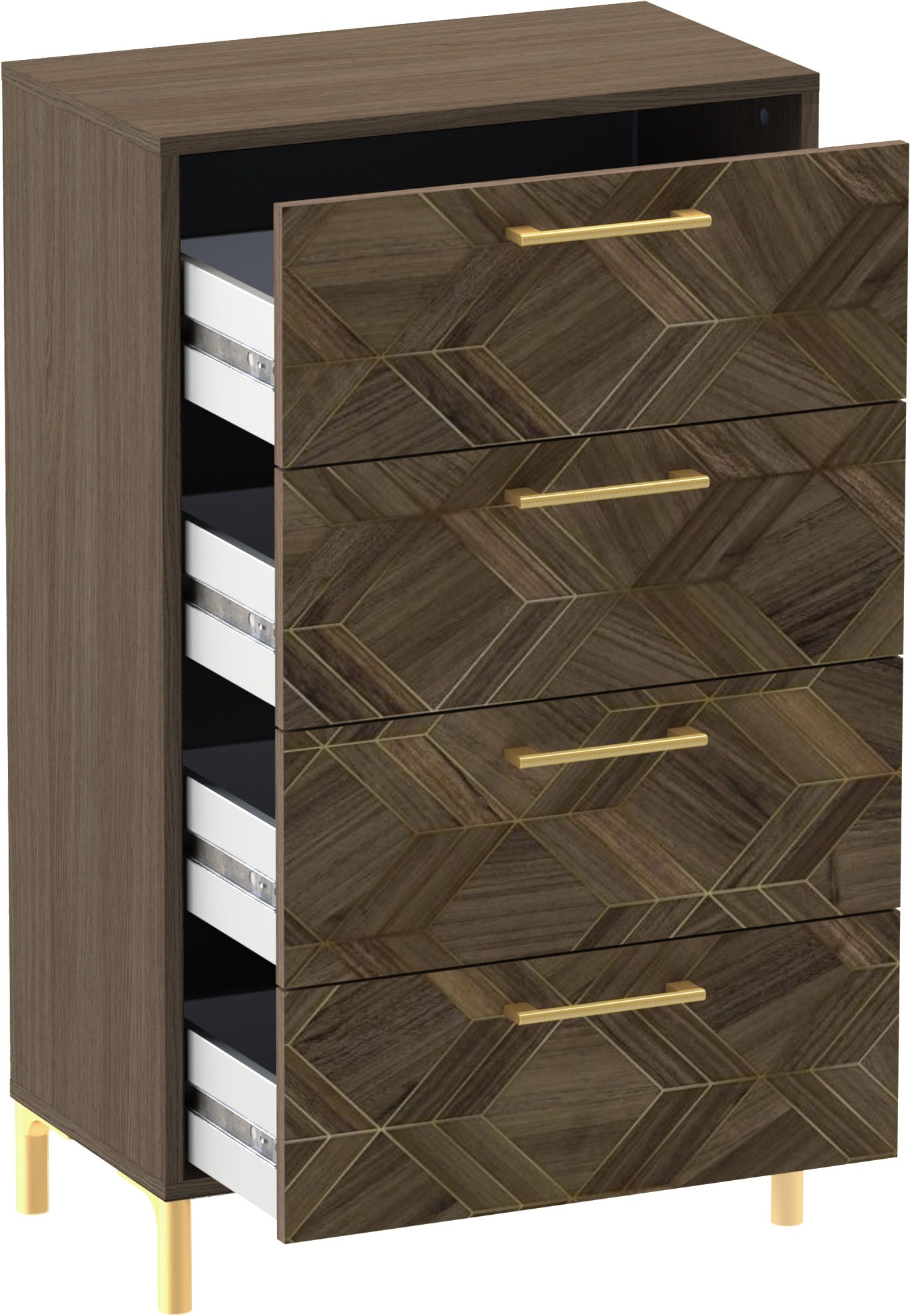 Schildmeyer Commode »Glenn, Art-Déco Design mit eleganten Goldakzenten, Made in Germany« 1 cuis tlg. Nussbaum Art-Déco Design mit eleganten Goldakzenten, Made in Germany