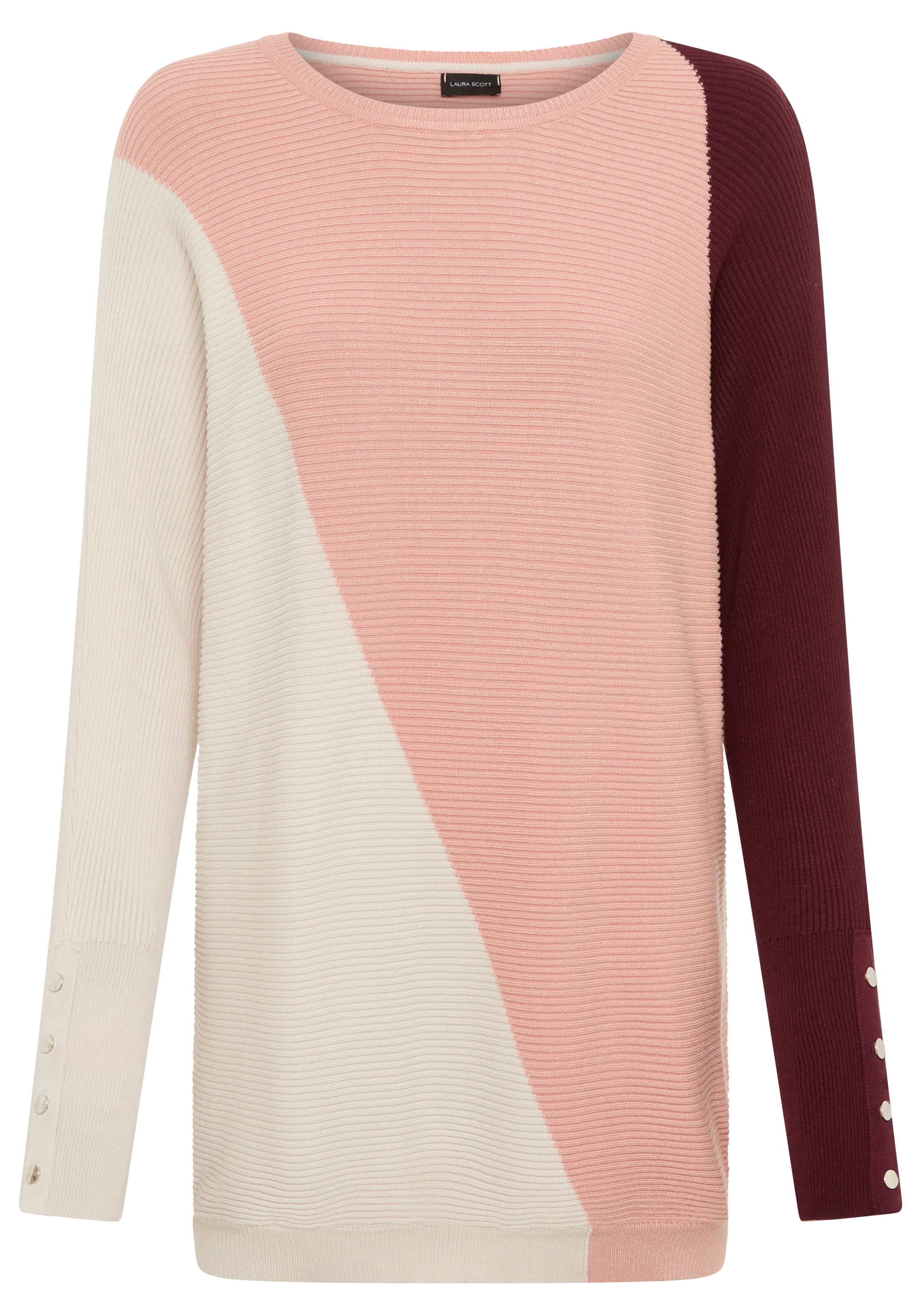 Laura Scott Fledermauspullover Übergangspullover mit breiten Streifen und Knopfdetails