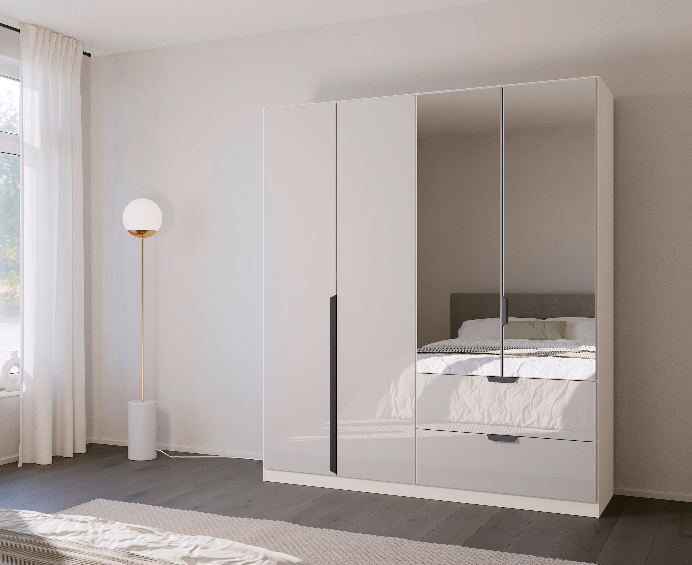rauch Drehtürenschrank »Kleiderschrank Schrank Garderobe Ankleide MODERN BY QUADRA SPIN« Breiten: 181/226/271 cm, Höhe 210 cm,  mit Spiegel und hochwertiger Glasfront, Stangengriff MADE IN GERMANY