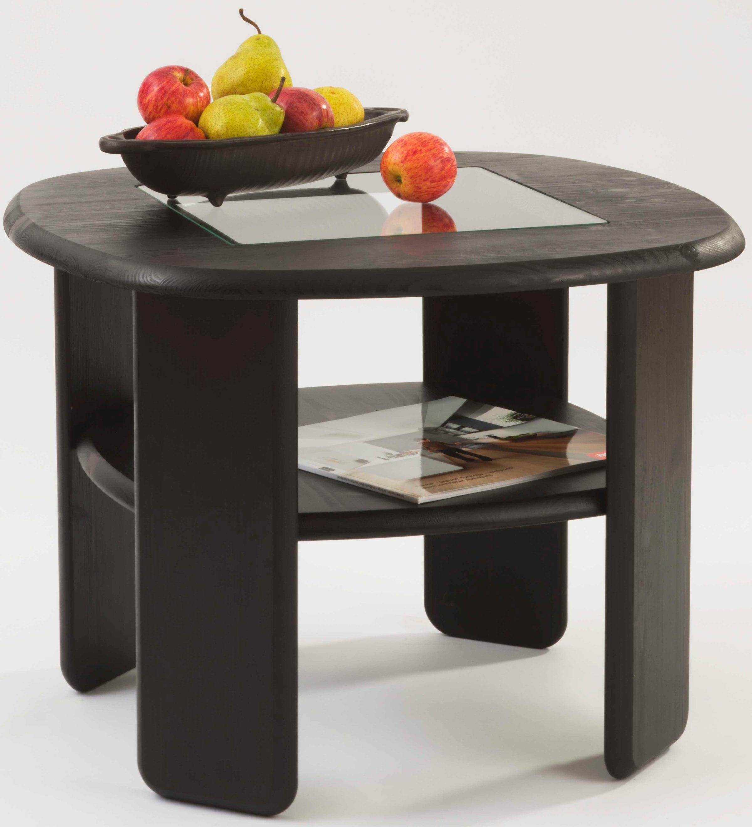 GOODproduct Table basse »Jayden 2« in zwei Grössen, massives Kiefernholz mit Glaseinsatz