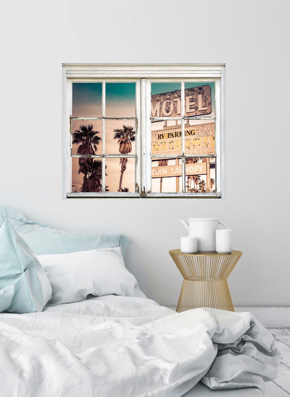 queence Autocollants muraux »Motel Schild« Wandsticker, Wandbild, selbstklebend, 3D, Fenster