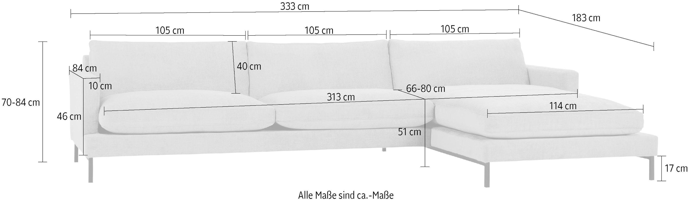 andas Ecksofa »Welland« Ecksofa »Welland« in Knautsch-Optik mit Metallfüssen