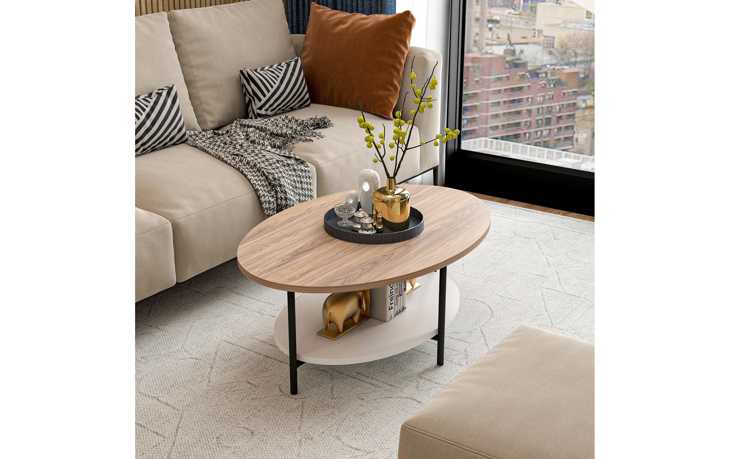 WOODY FASHION Beistelltisch »Elis 90 x 36 x 60 cm, Braun/Weiss«