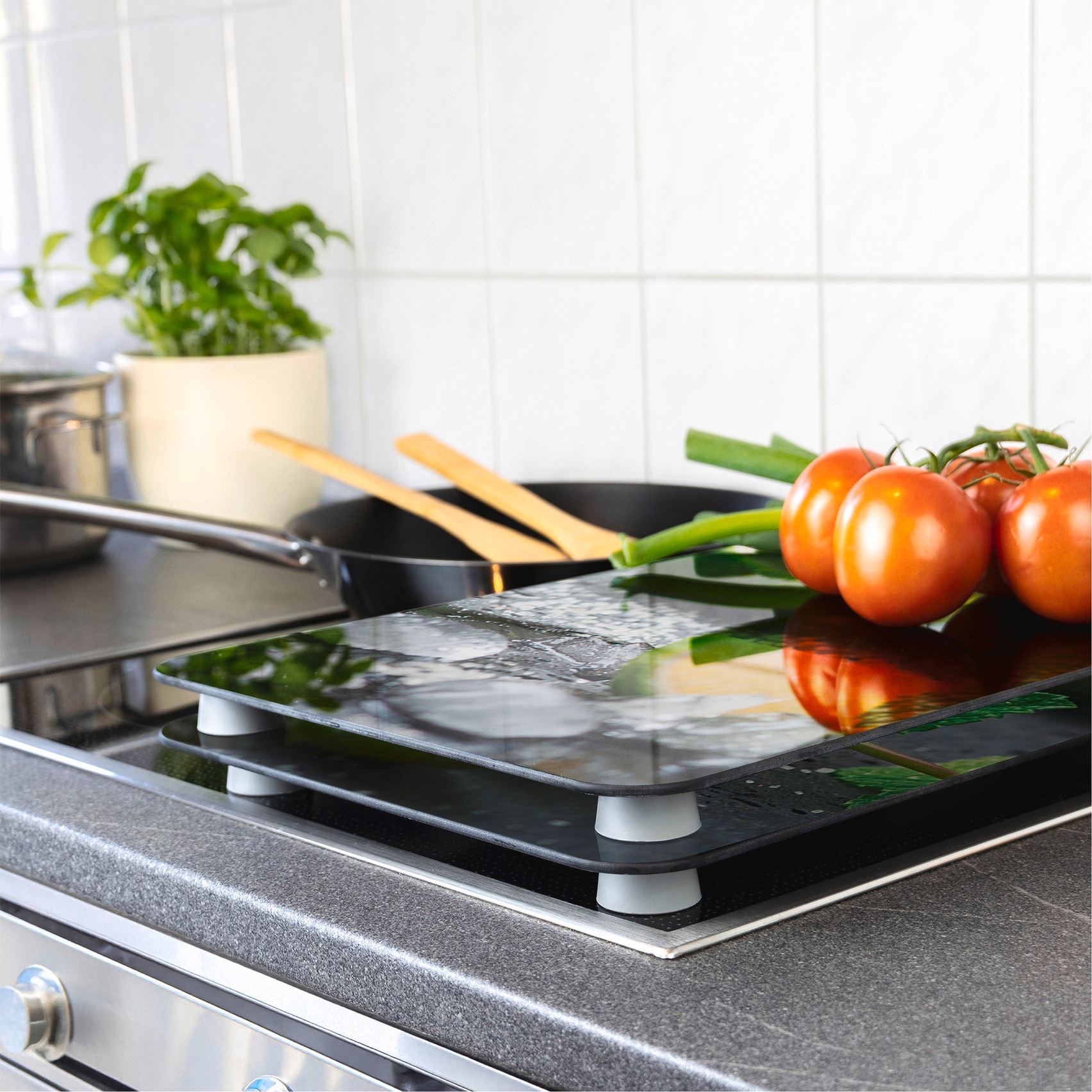 WENKO Plaque de recouvrement de la cuisinière »Universal Modell Mojito« Herdabdeckung für alle Herdarten, kratzfest, mit rutschfesten Füssen