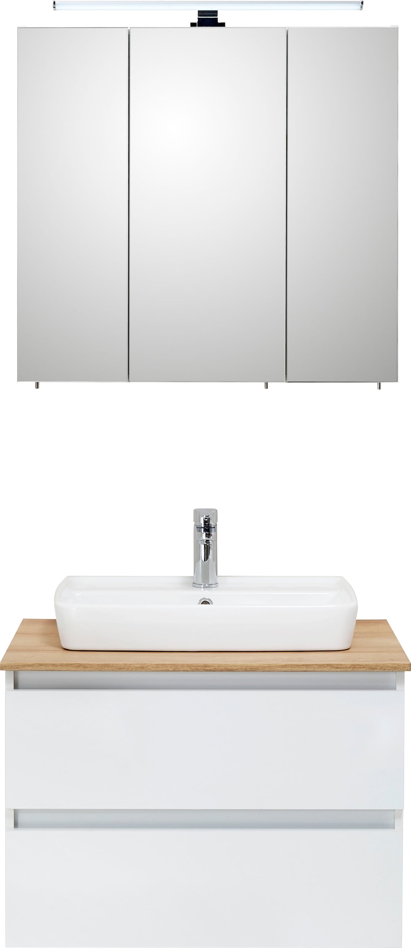 Saphir Ensemble de meubles de salle de bain »Quickset 360 2-teilig, Keramik-Aufsatzbecken mit LED-Spiegelschrank« 2 cuis tlg.