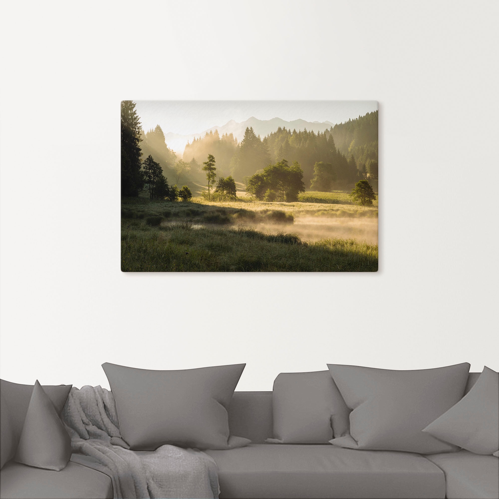 Artland Wandbild »Sommermorgen in den Alpen« Wiesen & Bäume 1 Stk. tlg. als Leinwandbild, Wandaufkleber in verschied. Grössen