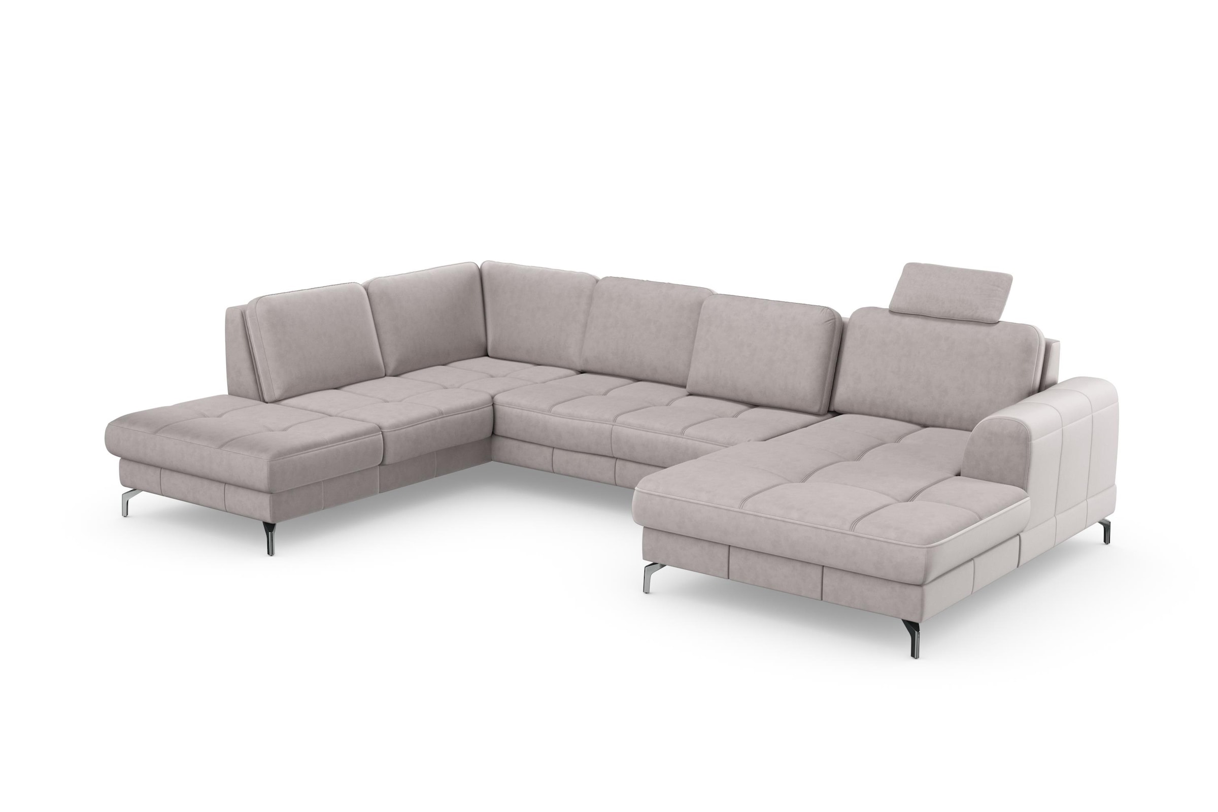 sit&more Wohnlandschaft »Bendigo U-Form« inklusive Sitztiefenverstellung, Bodenfreiheit 12 cm, in 2 Fussfarben