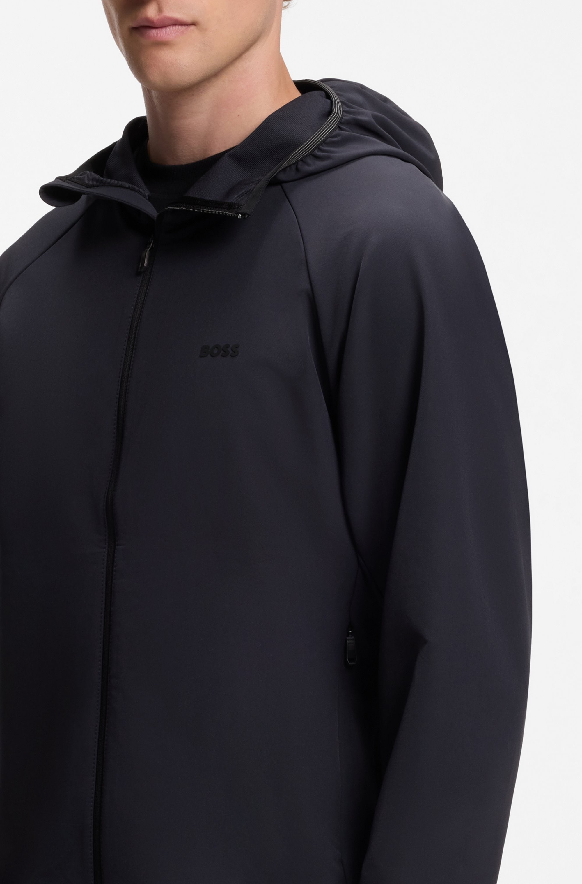 BOSS GREEN Veste fonctionnelle »L Commuter« avec capuche veste fonctionnelle déperlante avec étiquette caoutchoutée, stretch 4 directions