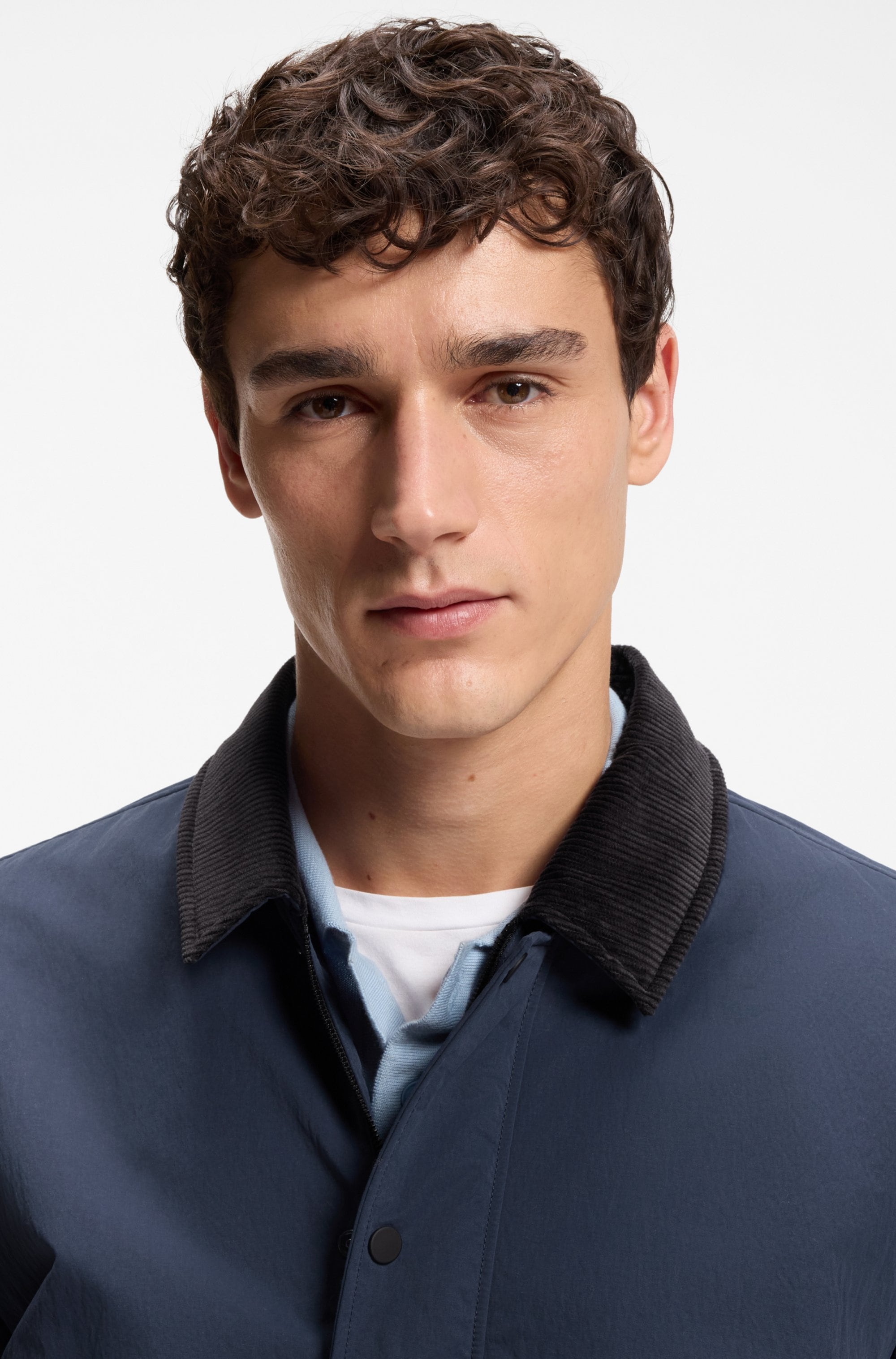 BOSS ORANGE Outdoorhemd »Leldon-zip« Oversize Fit, kontrastfarbiger Kragen, wattiert