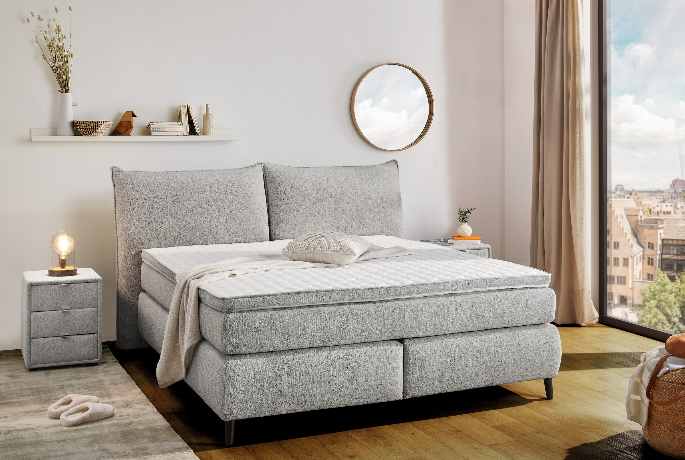 Jockenhöfer Gruppe Lit boxspring »Hacienda, Breite 180cm ,erhältlich in verschiedenen Farben« matelas TTFK 7 zones, surmatelas KS, différents degrés de fermeté au choix