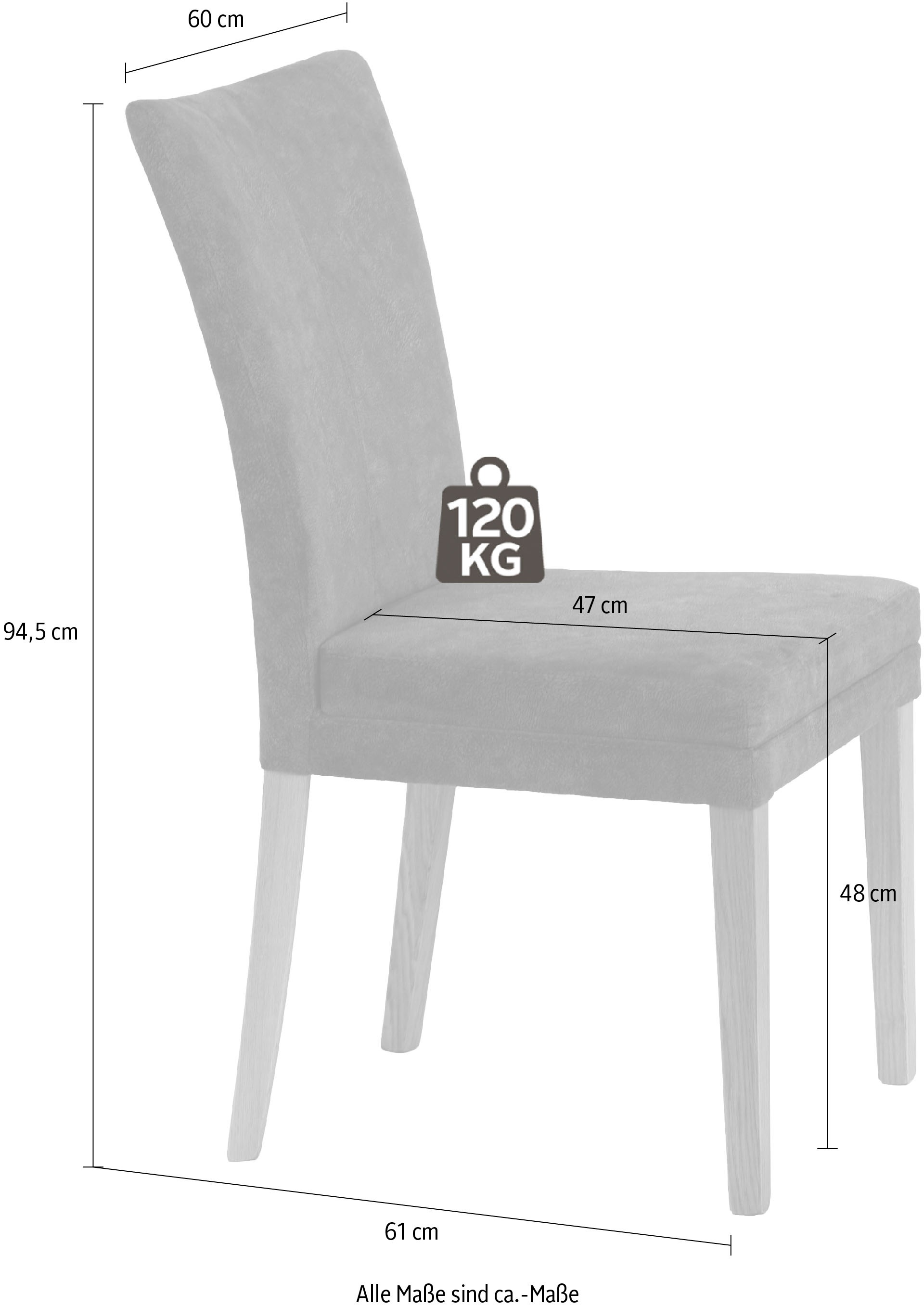 Home affaire Chaise à 4 pieds »Aspen« (Set) 2 cuisBeine aus massiver Buche, wengefarben lackiert