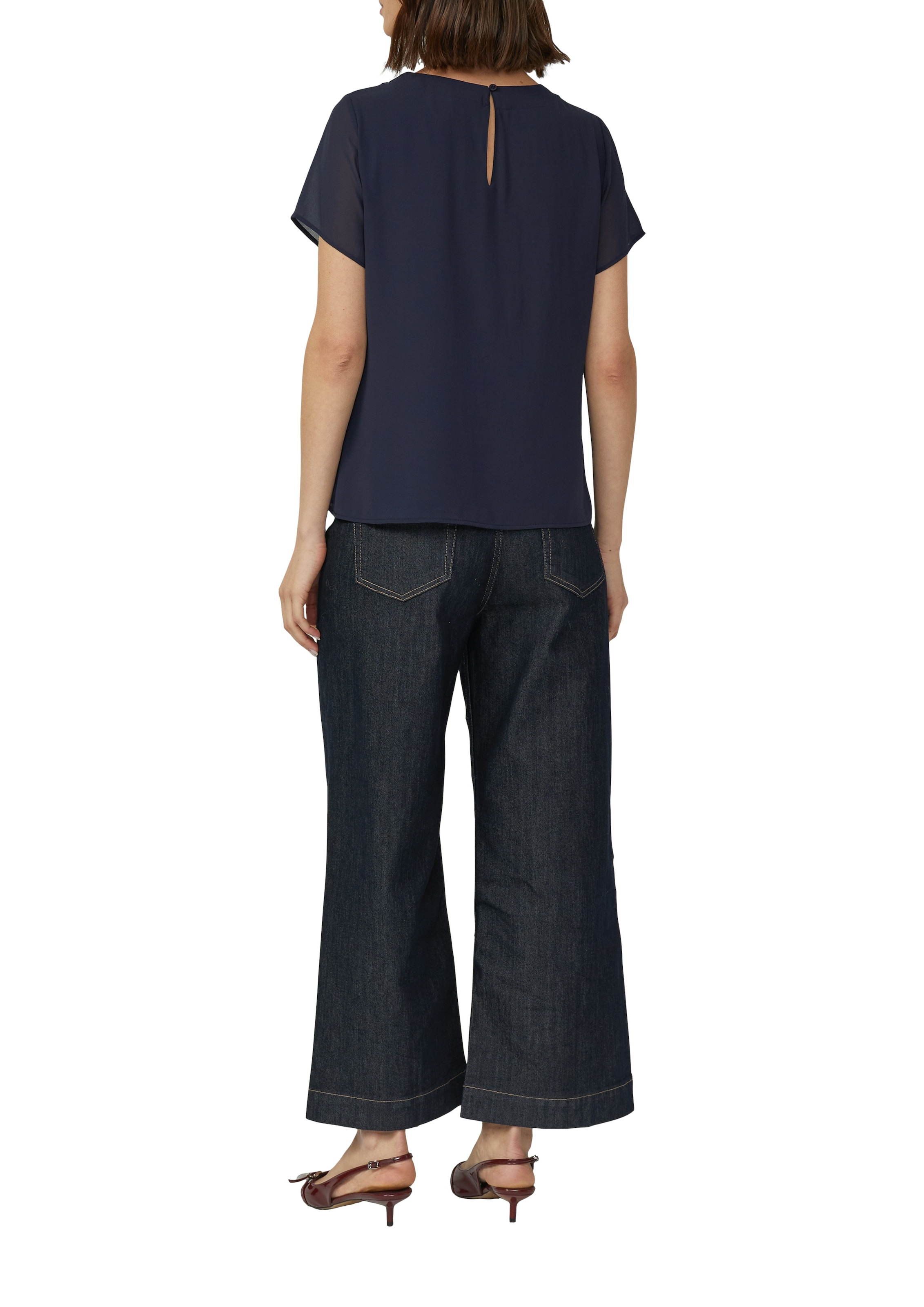 s.Oliver BLACK LABEL Blouse à manches courtes avec fronces au col